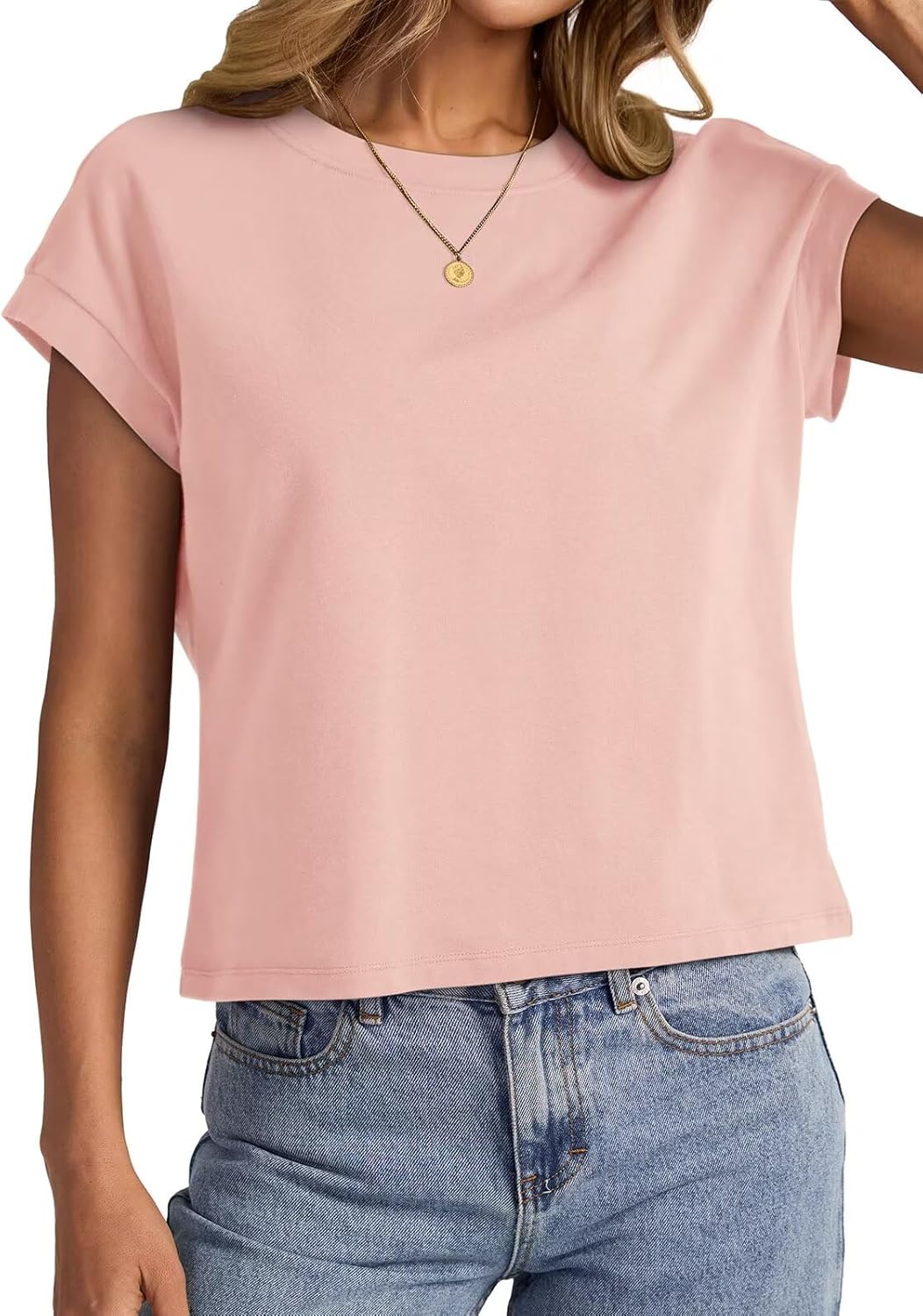 Womens Cap Sleeve Crop Tops Cotton T Shirts