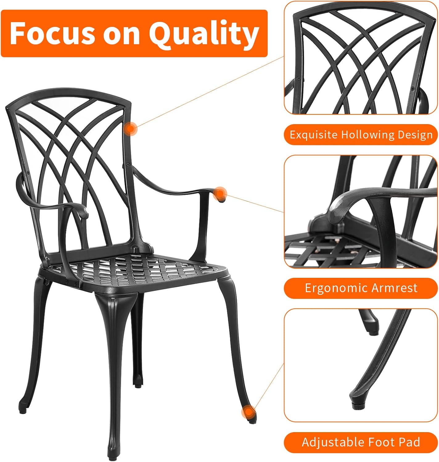 Patio Bistro Set 3 Piece Outdoor Cast Aluminum Outdoor Bistro Table