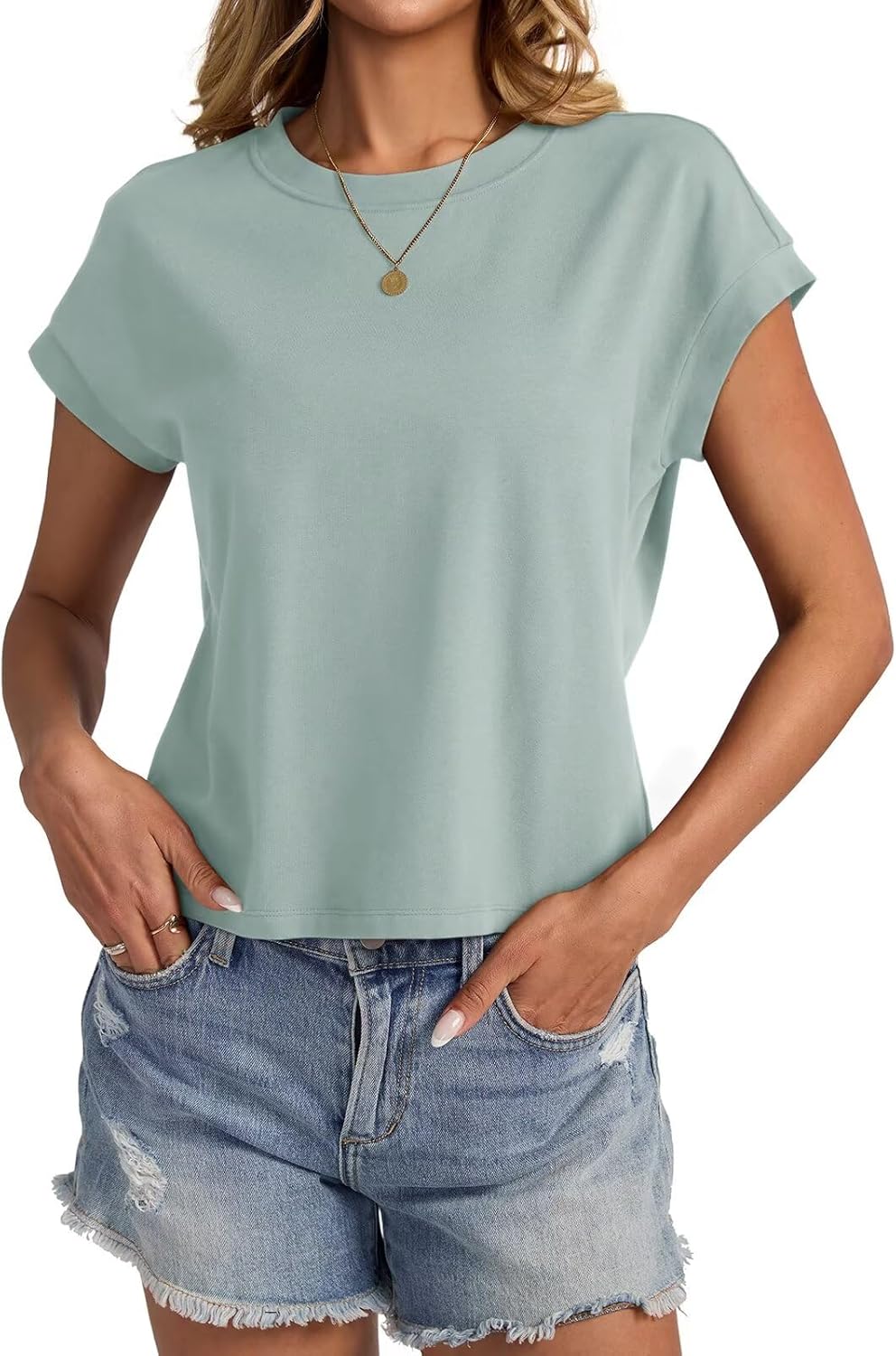 Womens Cap Sleeve Crop Tops Cotton T Shirts
