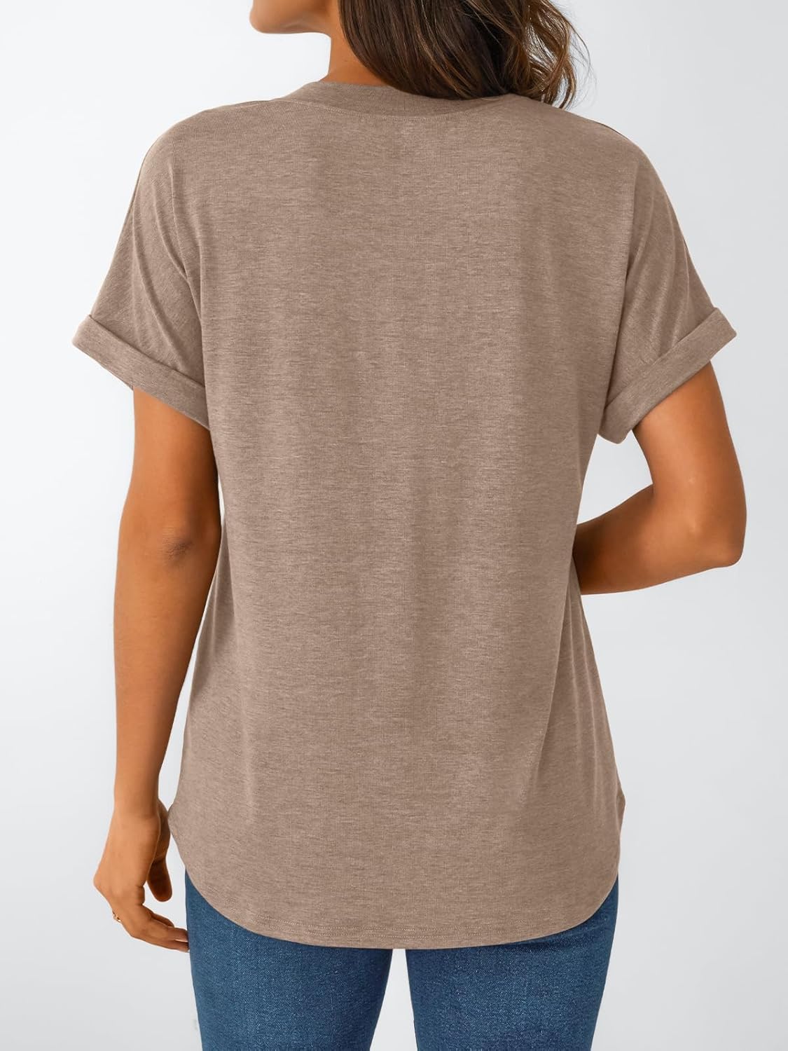 Women's Short Sleeve Shirts Henley Dressy Casual Summer Tops