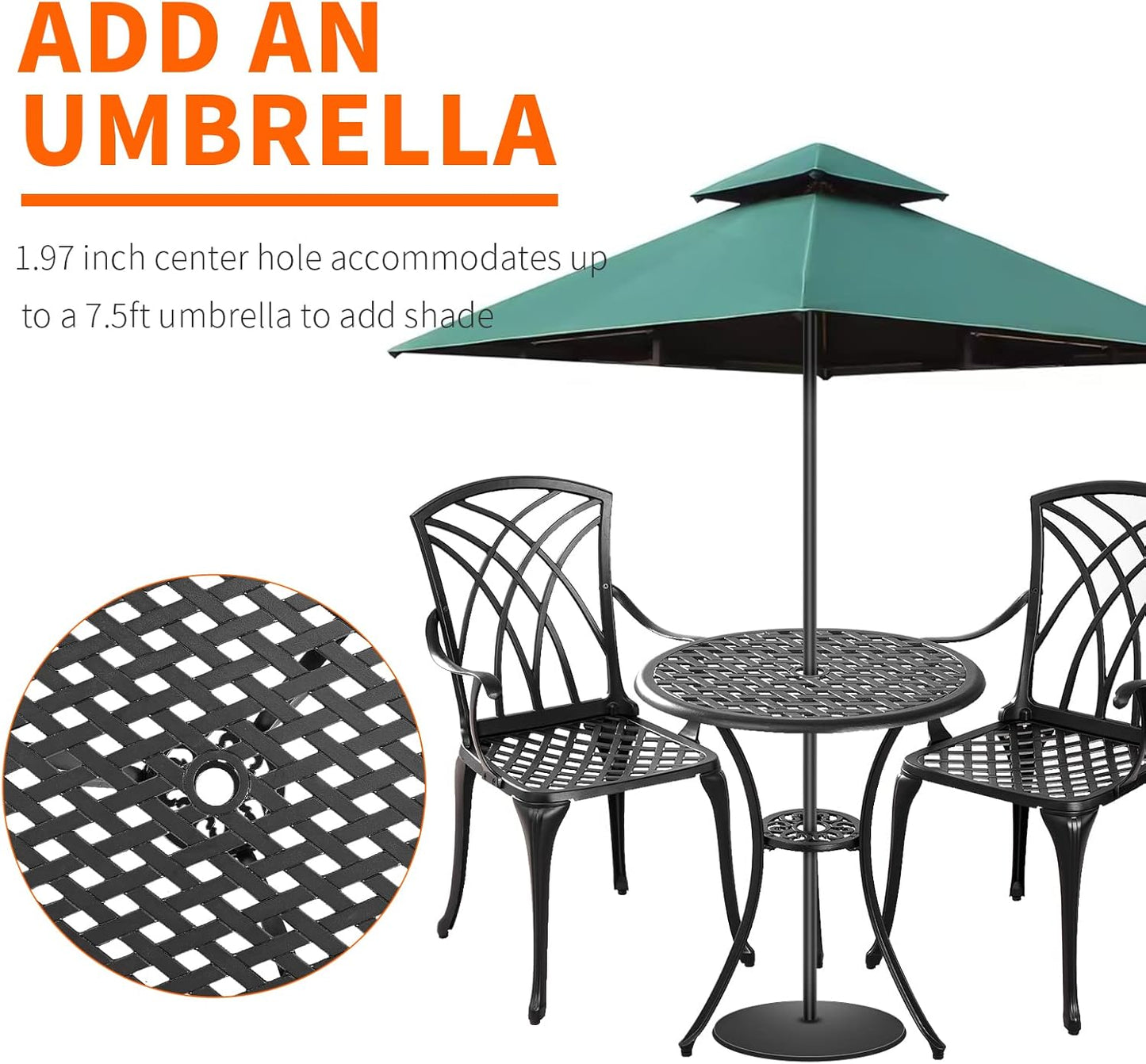 Patio Bistro Set 3 Piece Outdoor Cast Aluminum Outdoor Bistro Table