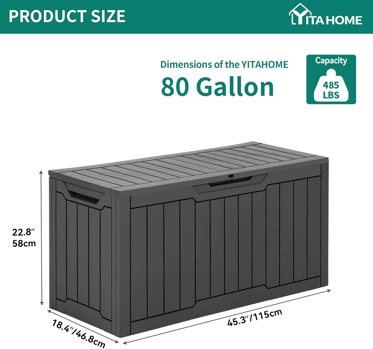 YITAHOME 120 Gallon Large Deck Box Upgraded Resin Outdoor Storage Boxes