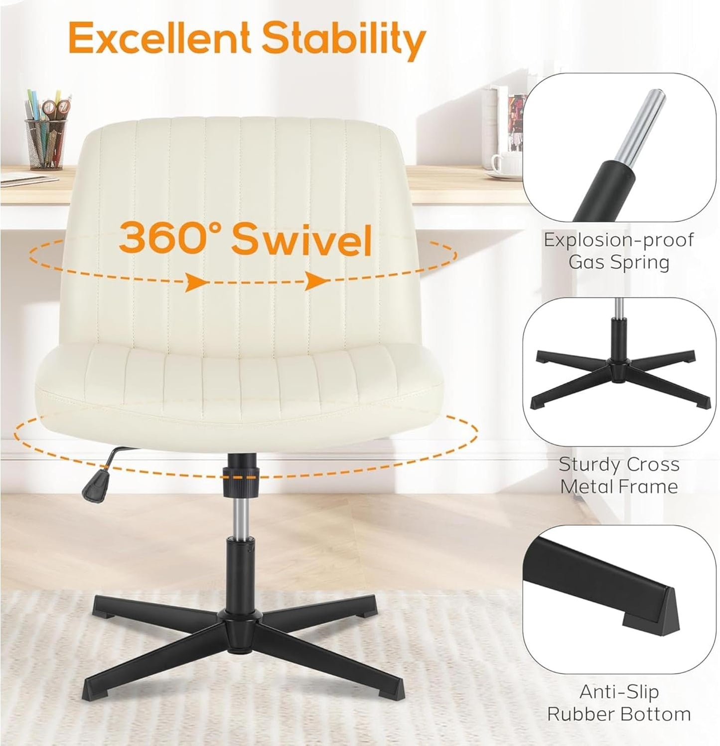 DUMOS Criss Cross Chair Legged Office Wide Comfy Desk Seat