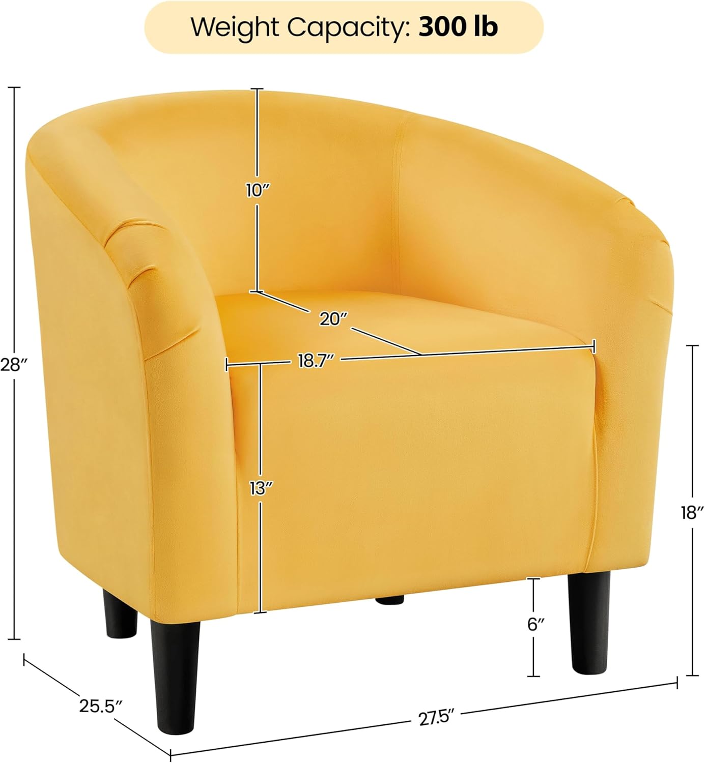 Yaheetech Accent Barrel Chair Boucle Fabric Club Chair