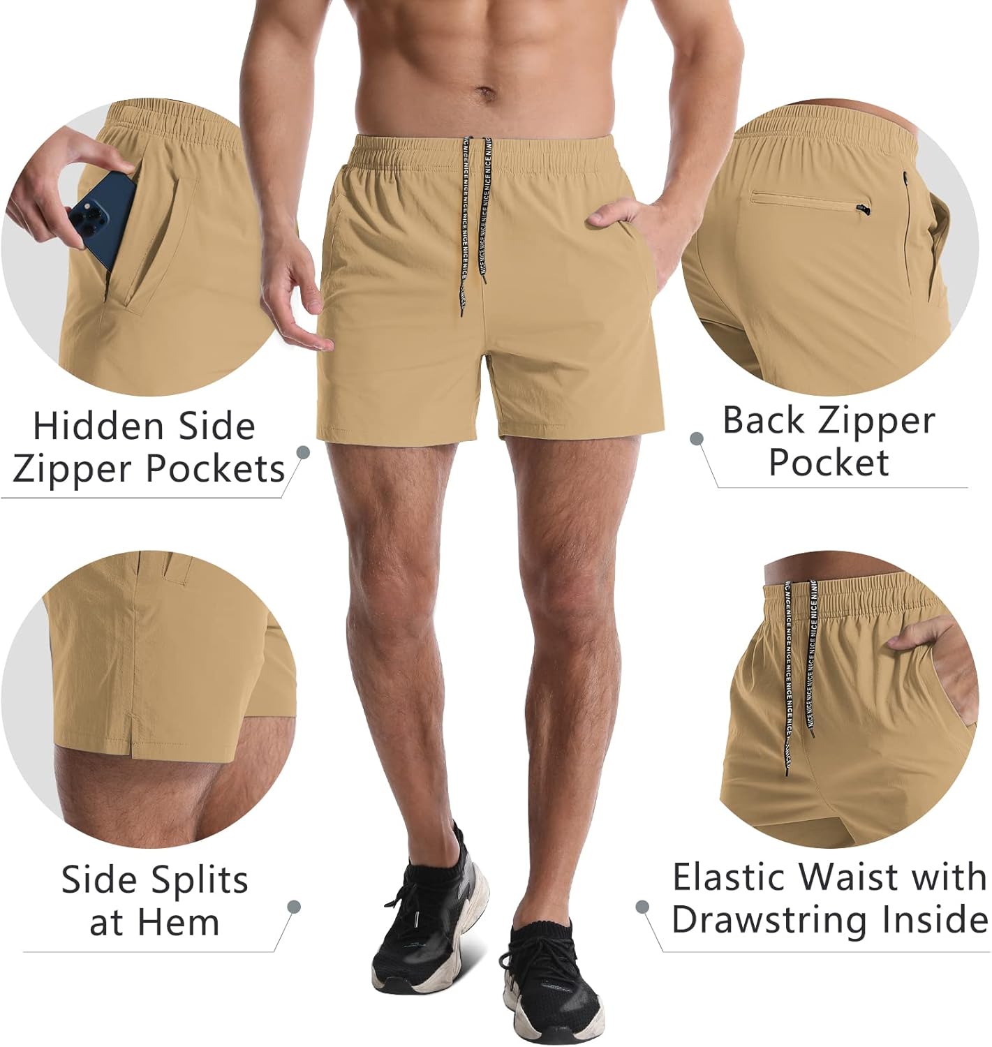 2 Pack Mens Athletic Shorts 5 Inch Quick Dry Gym Workout Shorts Men Lightweight Sports Running Shorts with Pockets