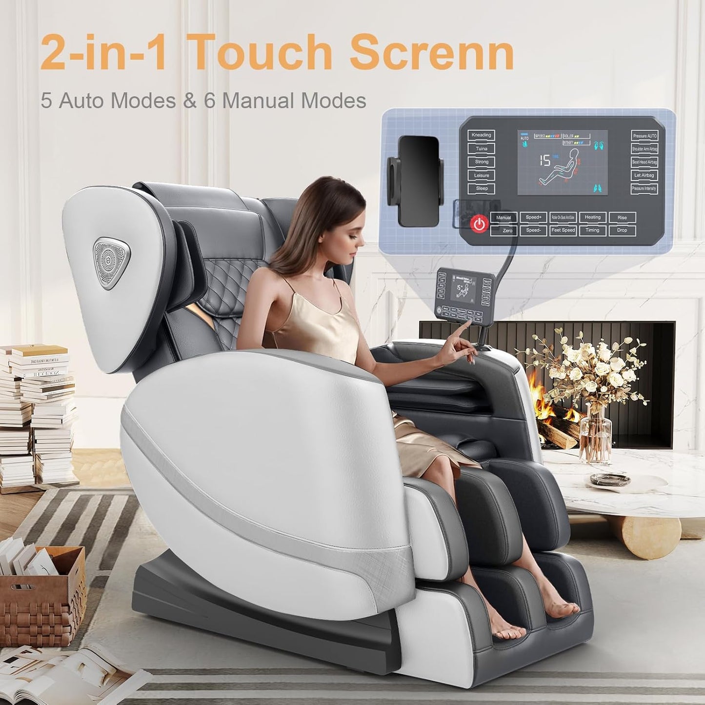 Zero Gravity Massage Chair with 10 Fix Rollers Heating Foot Massage