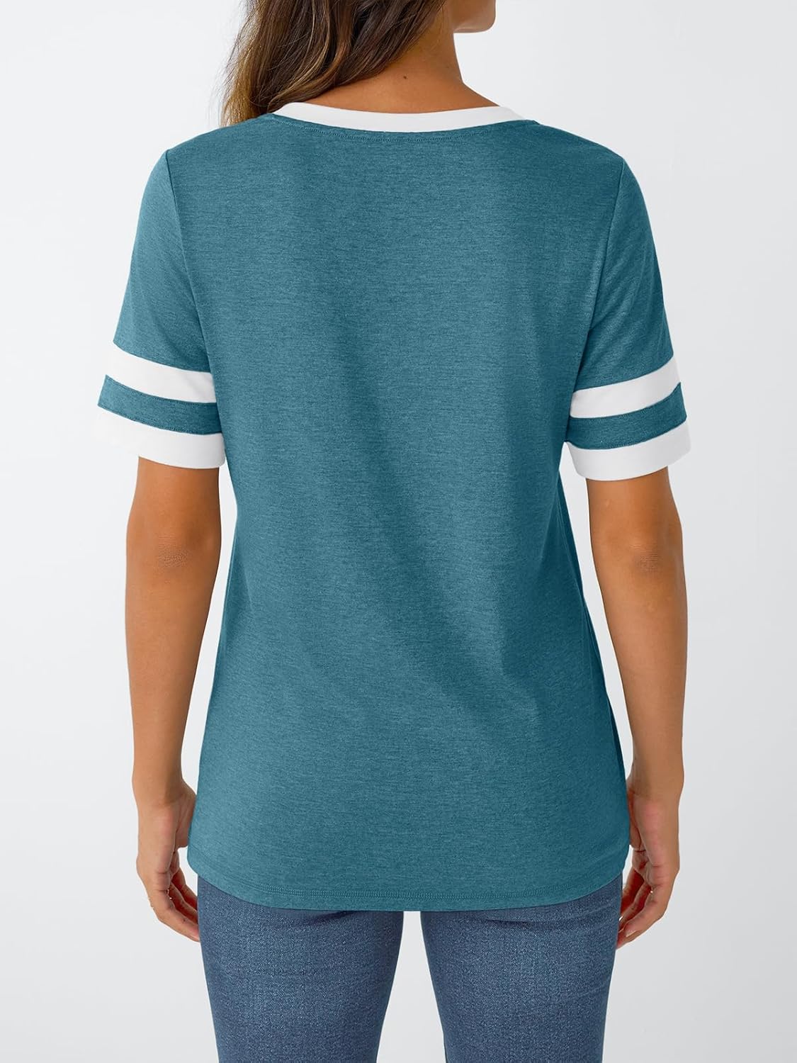 Women's Short Sleeve V Neck T Shirts Trendy Casual Spring Tops