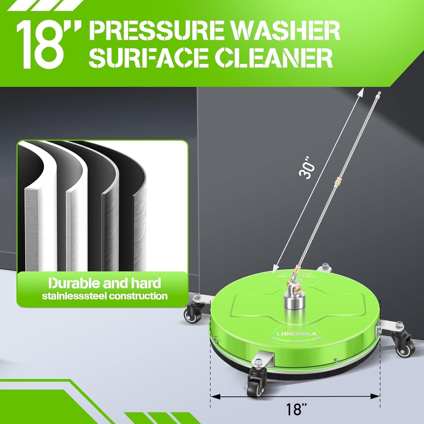 14" Pressure Washer Surface Cleaner with 4 Wheels