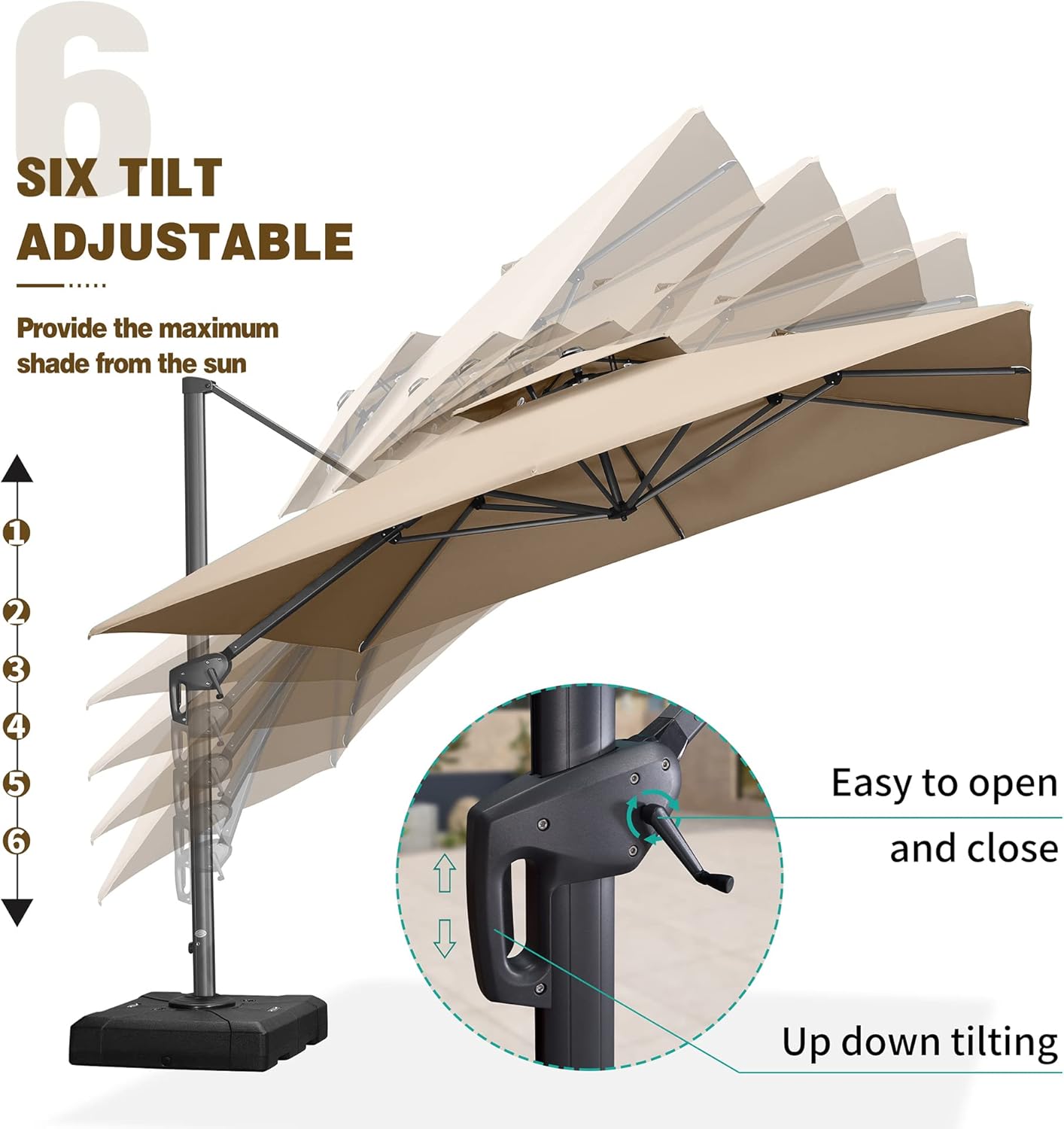 12ft Patio Umbrella with Base Large Outdoor Square Umbrella