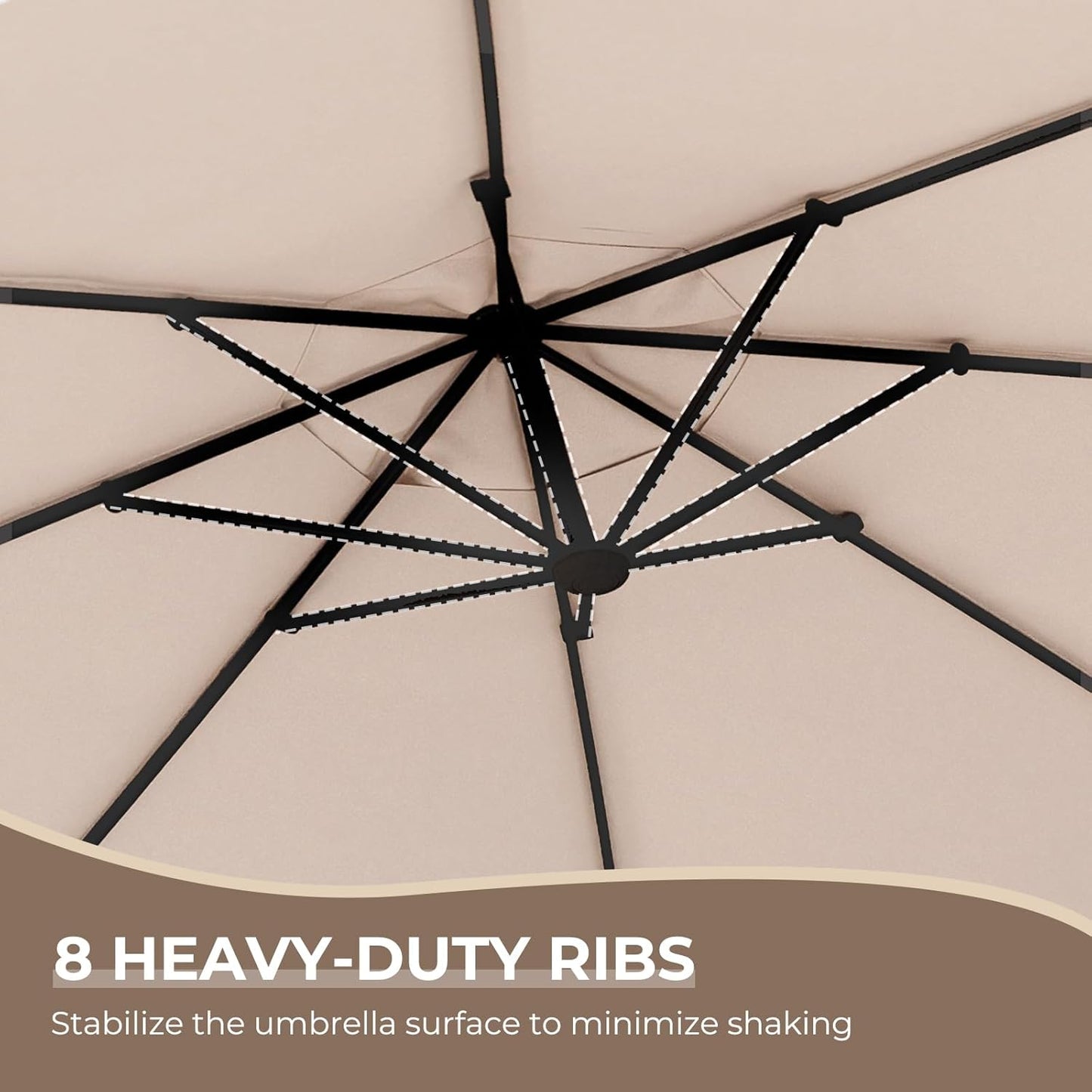 12FT Outdoor Offset Cantilever Umbrella with Base Champagne
