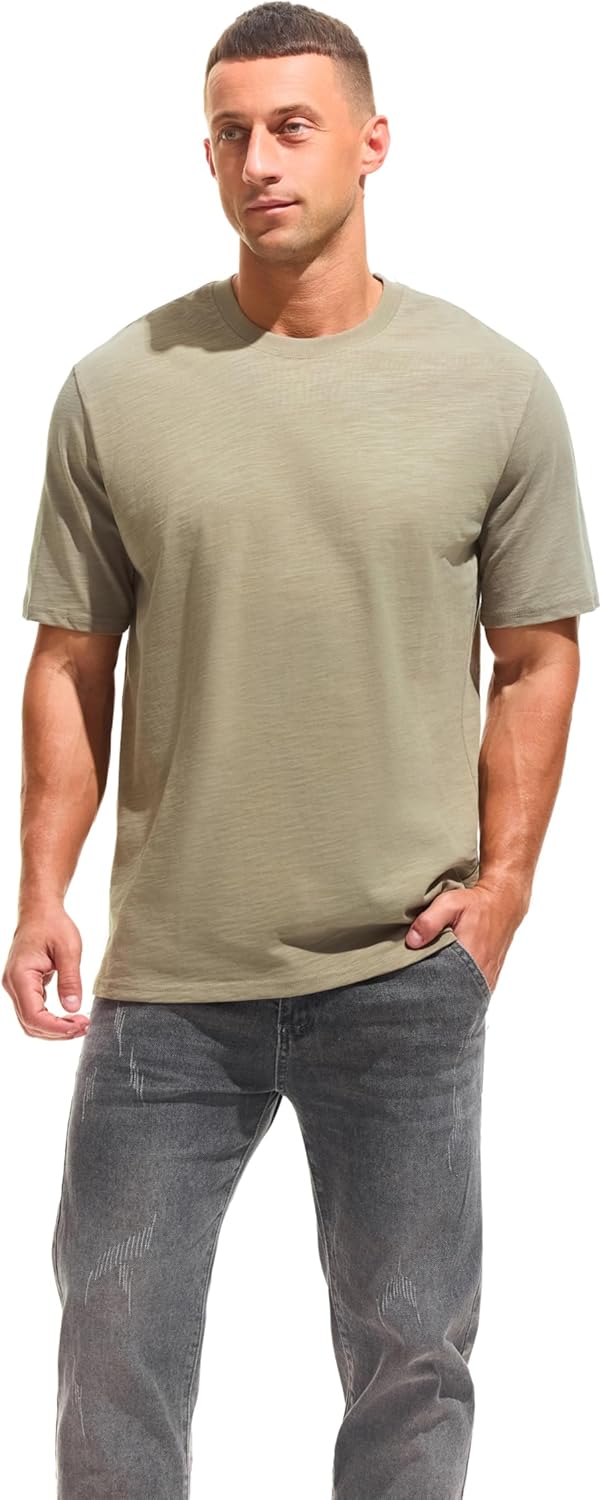 Cotton Loose Fit Thick T-Shirt Heavy Weight Crewneck Tees for Men