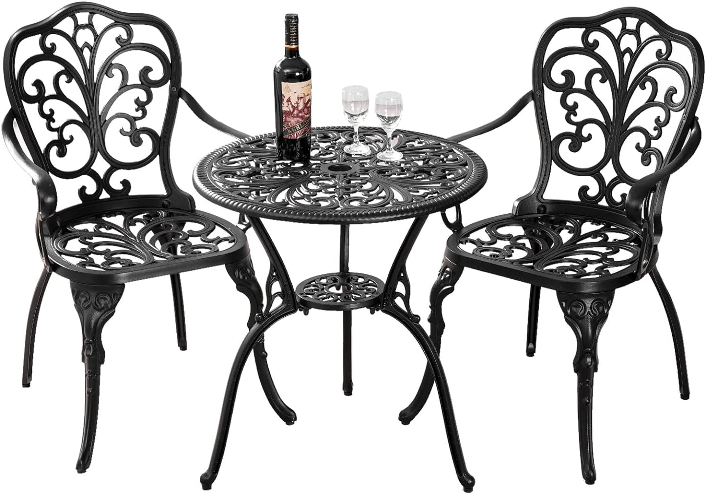 Patio Bistro Set 3 Piece Outdoor Cast Aluminum Outdoor Bistro Table