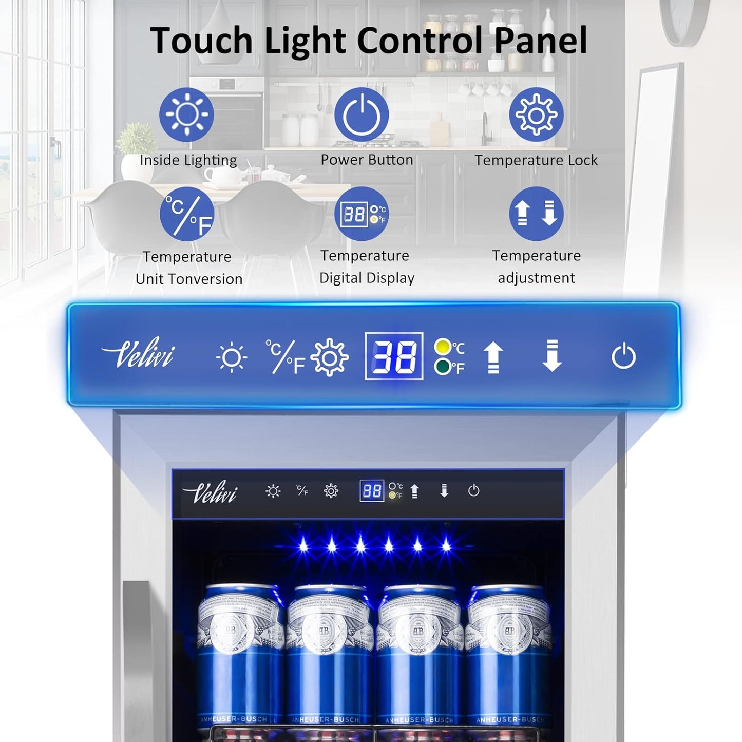 24 Inch Beverage Refrigerator Outdoor Under Counter Beverage Cooler for Patio