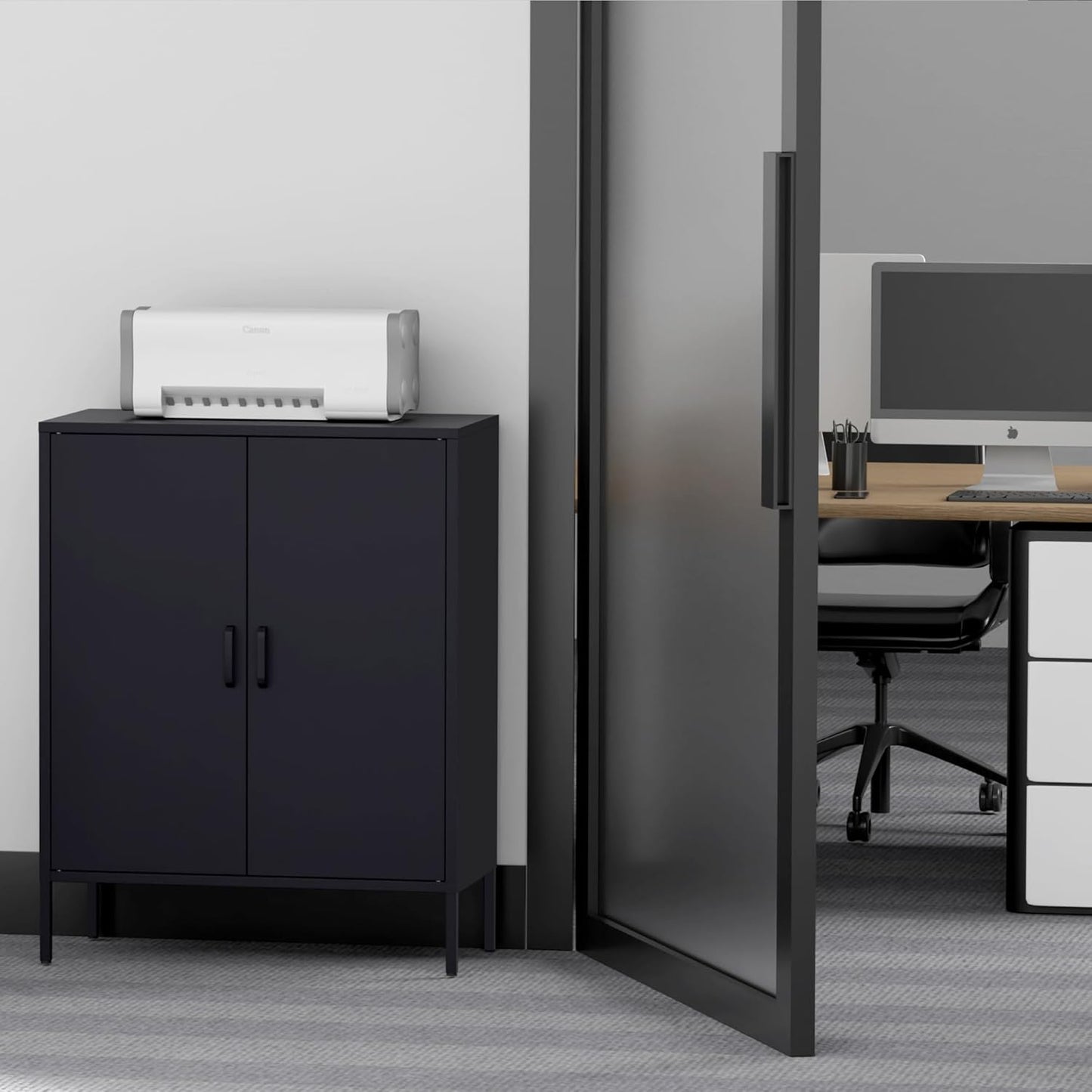 2 Door Storage Sideboard Metal Storage Cabinet with 2 Adjustable Shelf