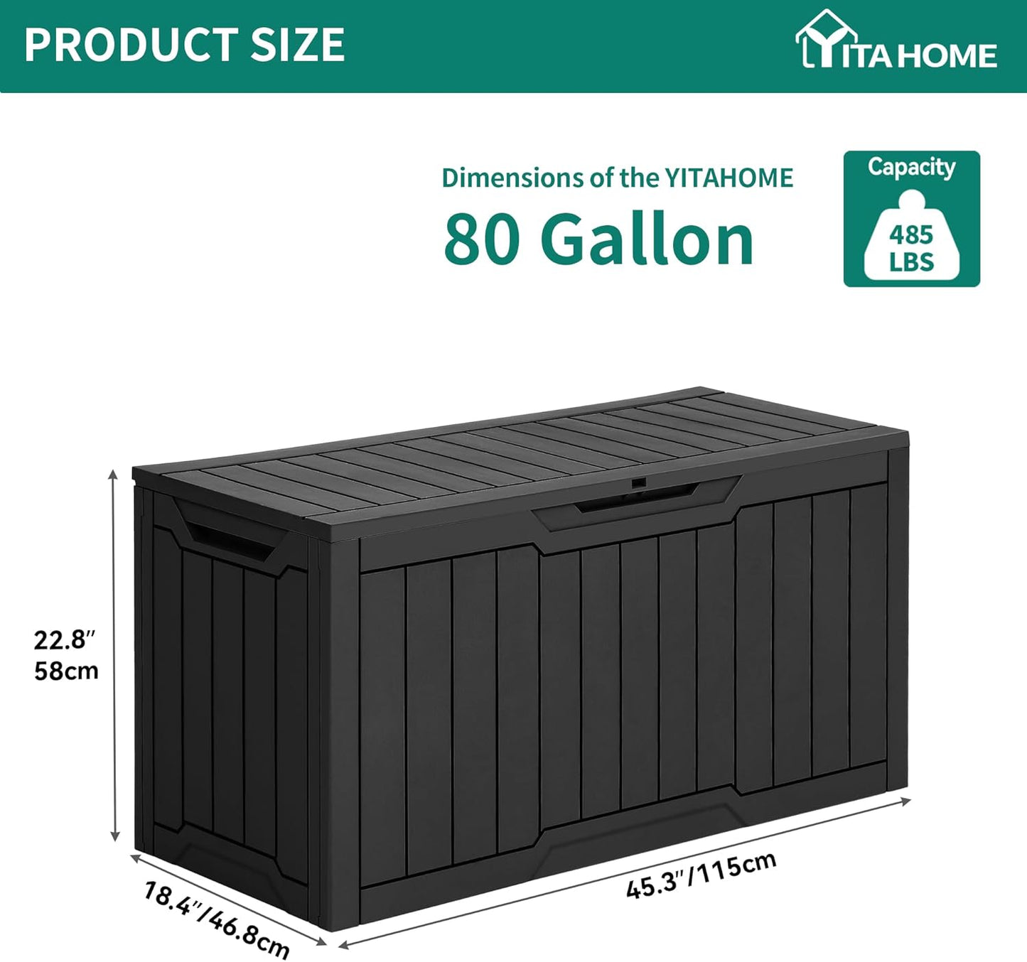 YITAHOME 120 Gallon Large Deck Box Upgraded Resin Outdoor Storage Boxes