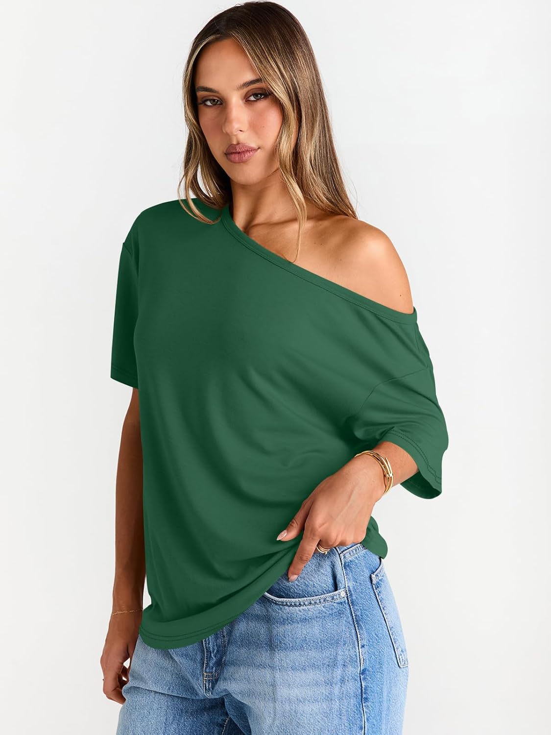Womens Off The Shoulder Tops Oversized T-Shirts