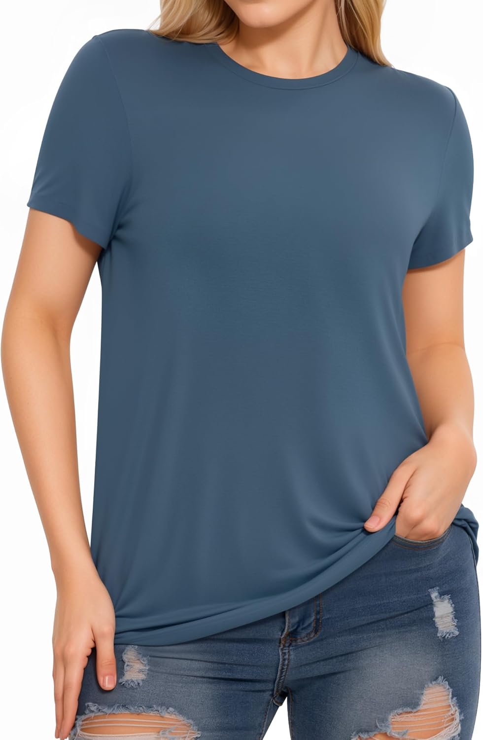 Short Sleeve Crew Neck Casual Shirts Basic Tee Summer Tops