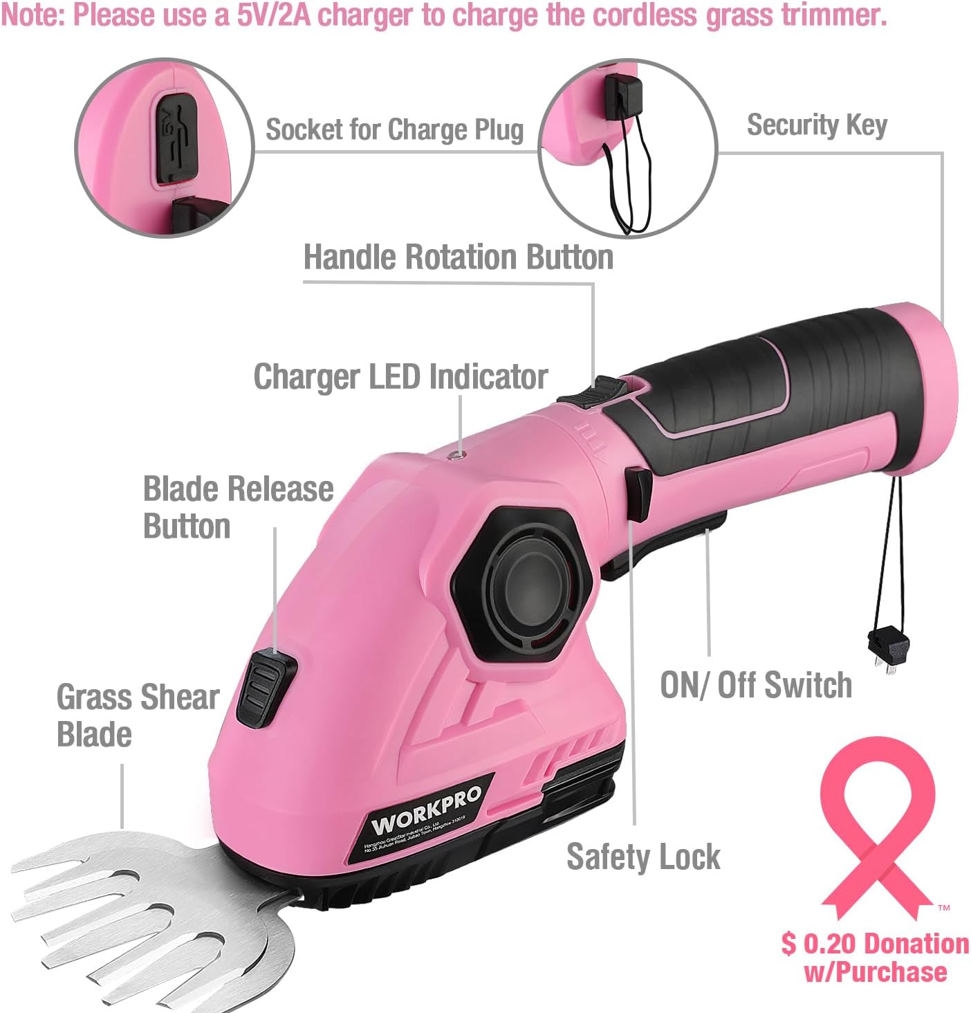 WORKPRO Cordless Grass Shear & Shrubbery Trimmer