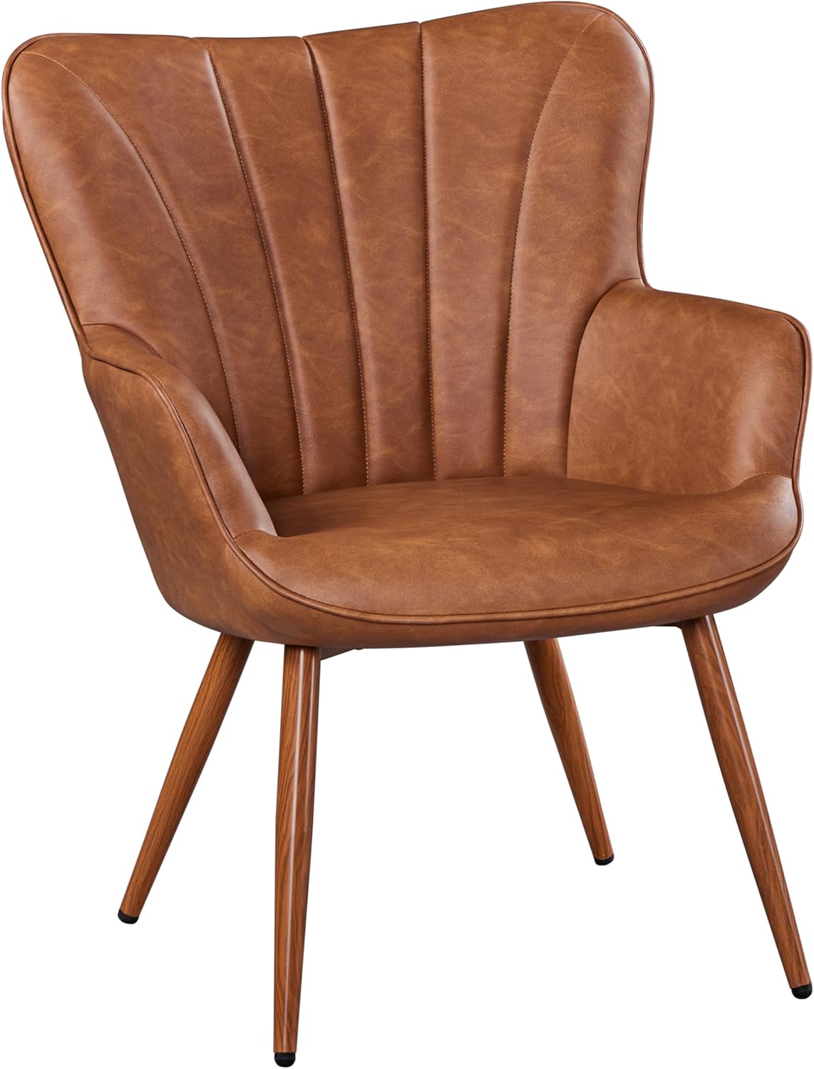 Yaheetech PU Leather Armchair Modern Accent Chair with Metal Legs