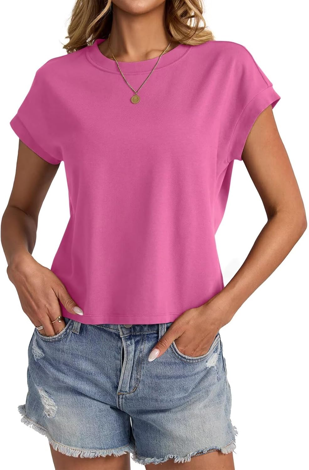 Womens Cap Sleeve Crop Tops Cotton T Shirts