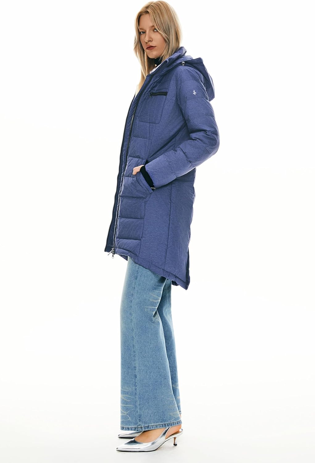Womens Long Winter Down Jacket Hooded Quilted Puffer Coat Slim Fit Warm Outerwear