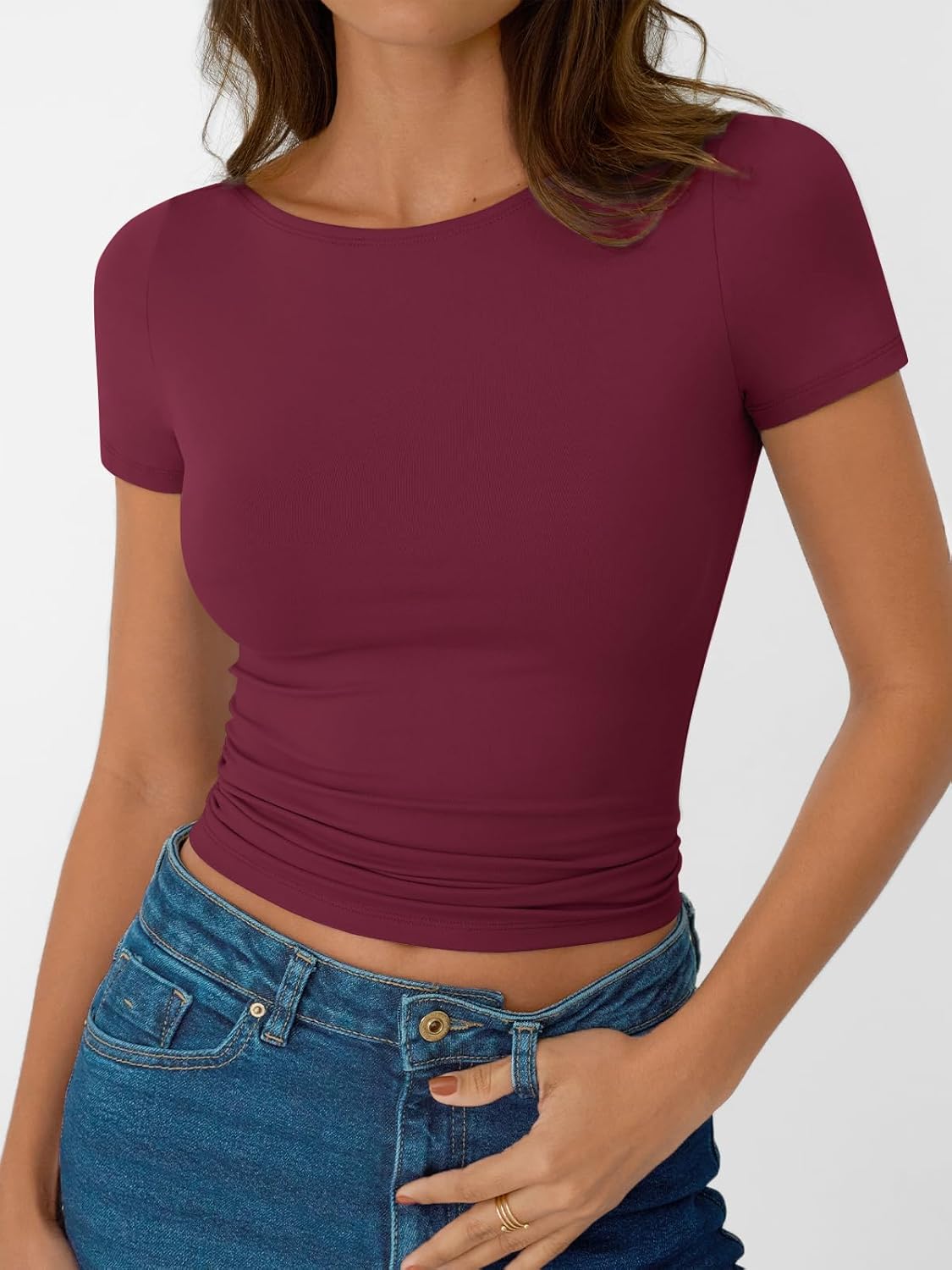 Womens Short Sleeve Boat Neck T-Shirts