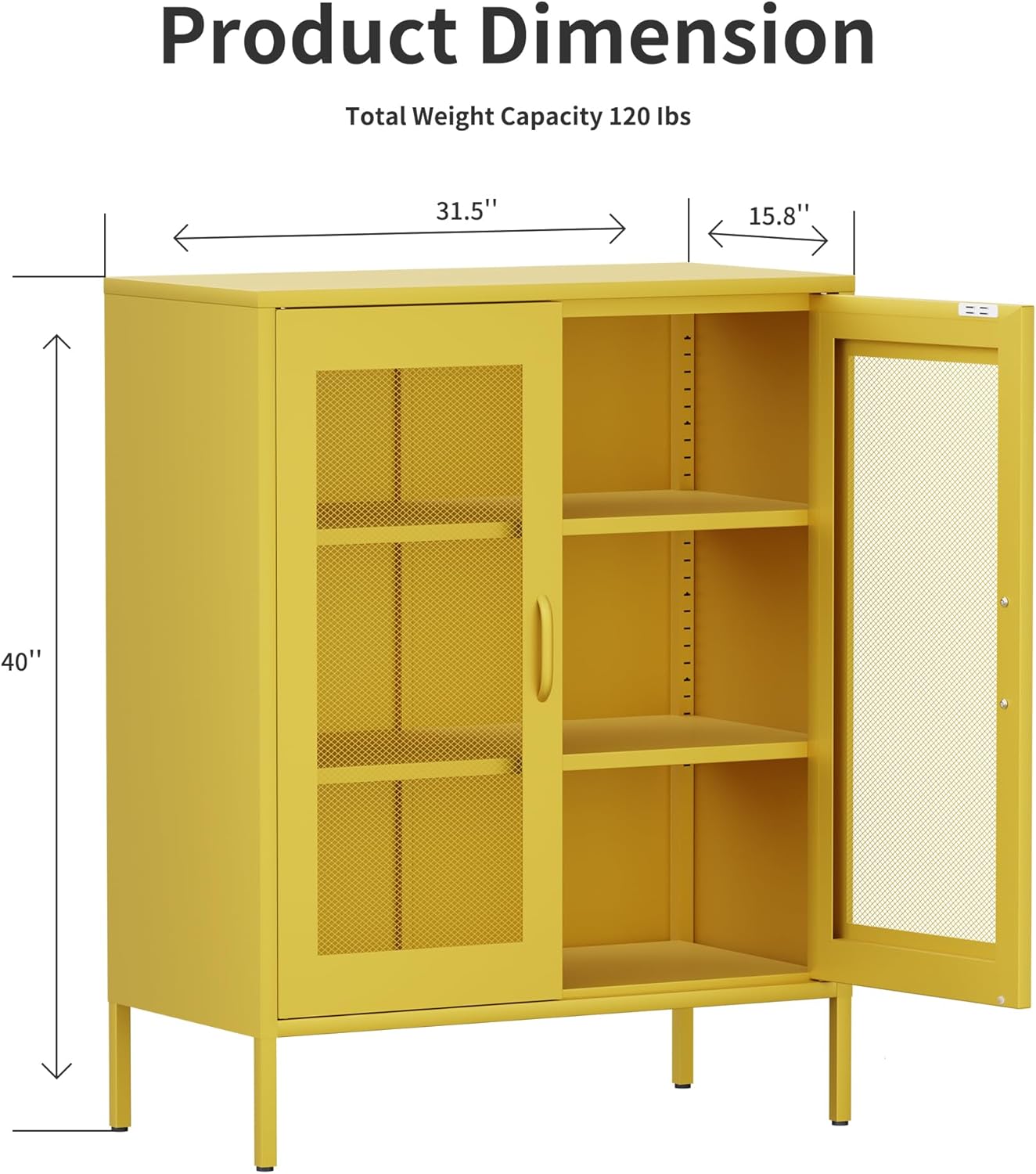 2 Door Storage Sideboard Metal Storage Cabinet with 2 Adjustable Shelf