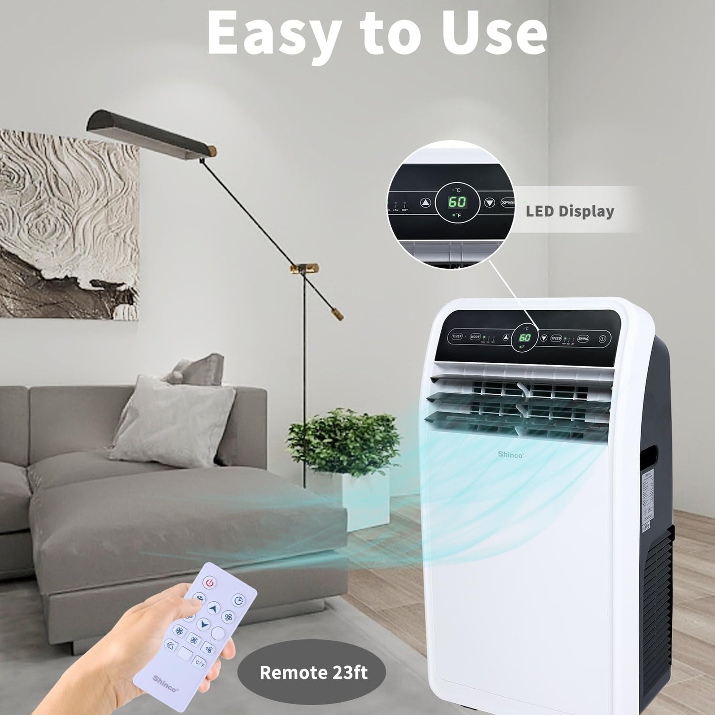 10,000 BTU Portable AC Wi-Fi Dehumidifier Fan Timer for 300 Sq.Ft with Window Kit