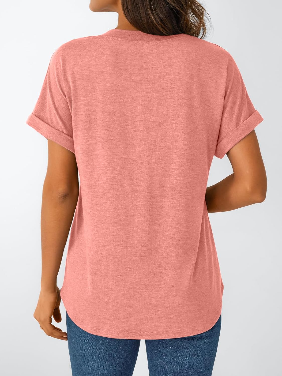 Women's Short Sleeve Shirts Henley Dressy Casual Summer Tops