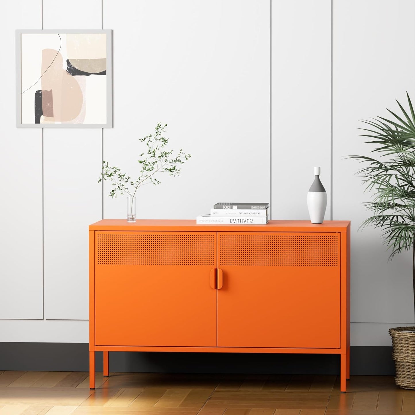 2 Door Storage Sideboard Metal Storage Cabinet with 2 Adjustable Shelf