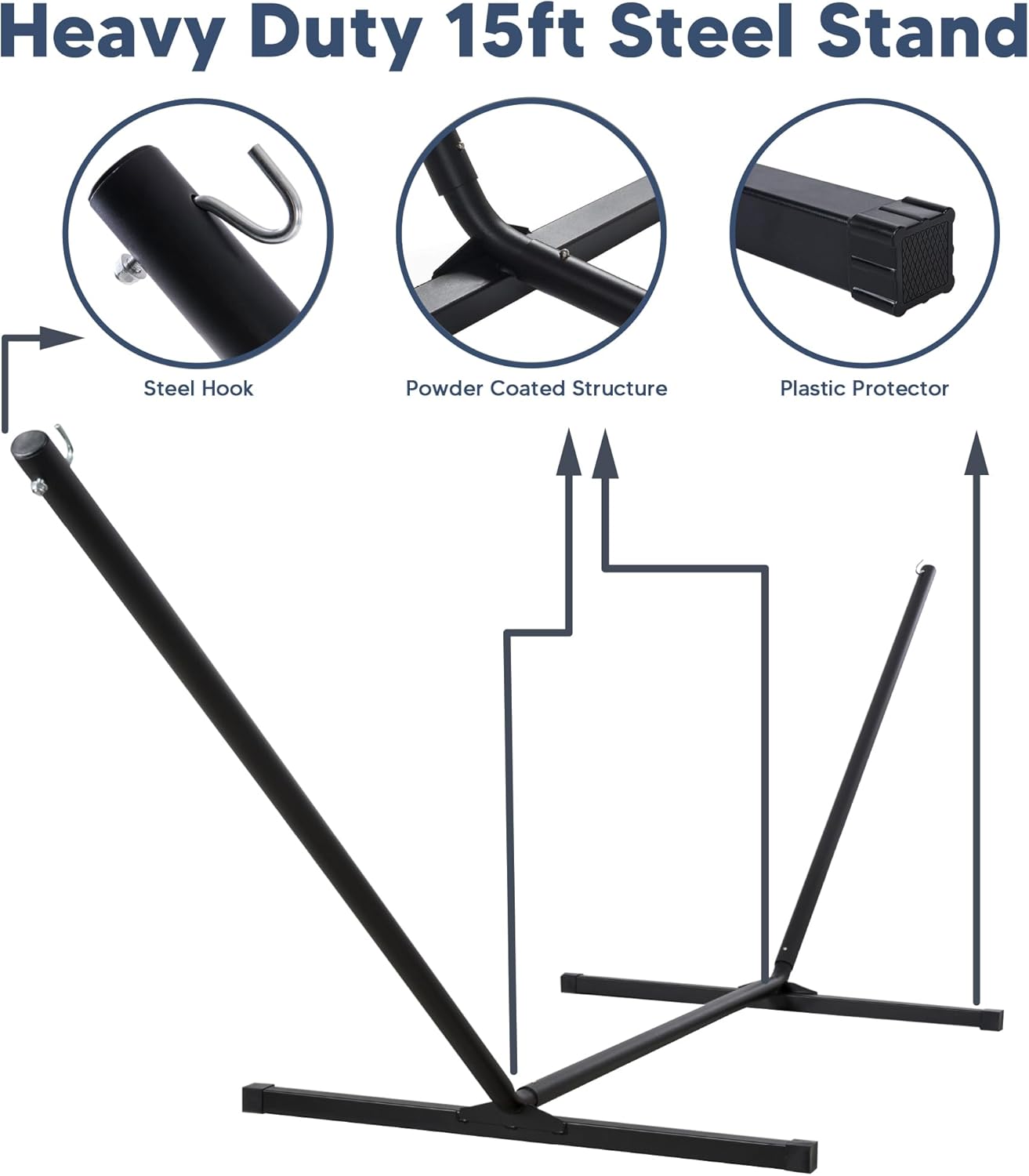 2 Person Hammock with Stand Heavy Duty Portable Dark Grey
