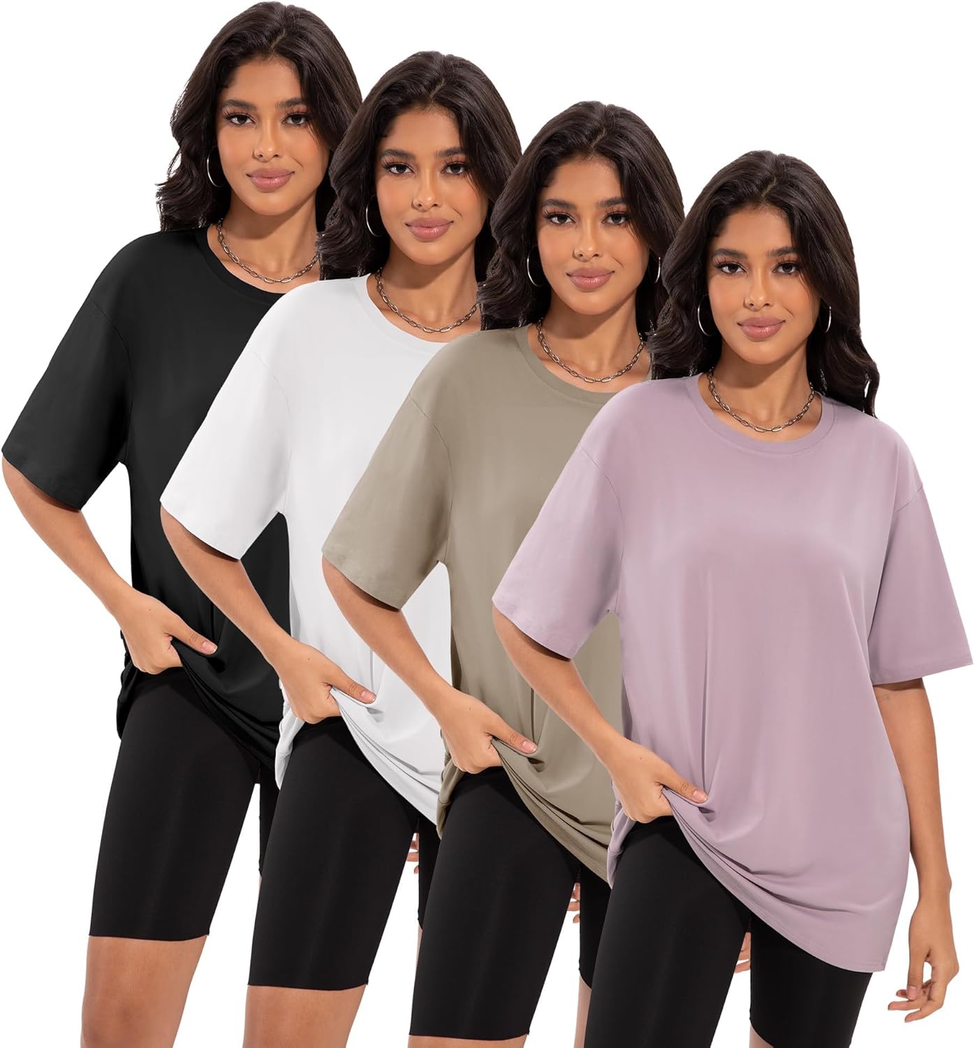 Oversized T-shirts for Women, Loose Fit Crew Neck Summer Baggy Tops Workout Tees Plus Size T Shirts