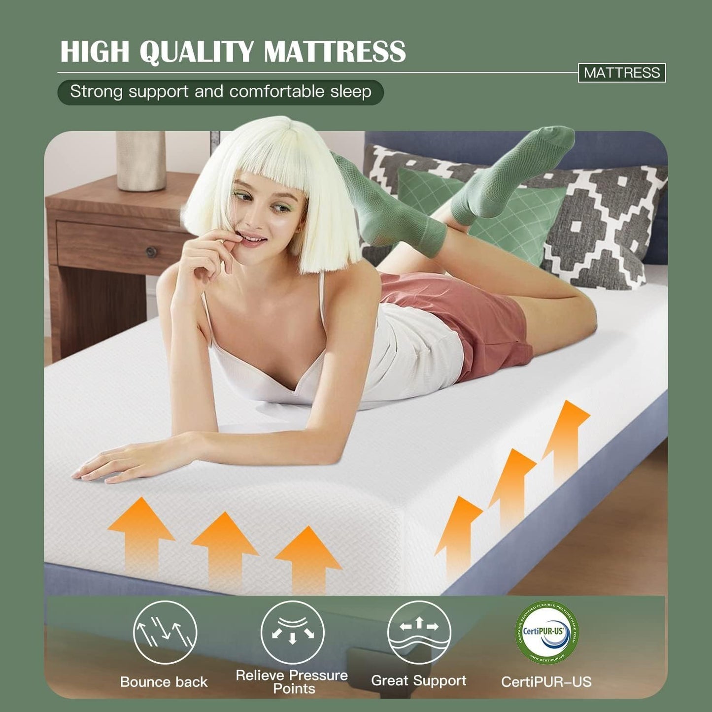 Twin 6 Inch Gel Memory Foam Mattress in a Box Medium Firm