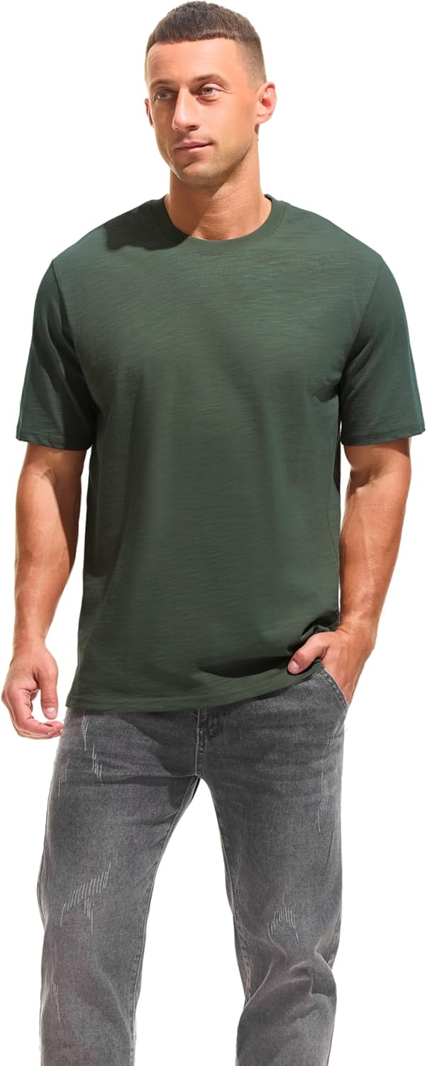Cotton Loose Fit Thick T-Shirt Heavy Weight Crewneck Tees for Men