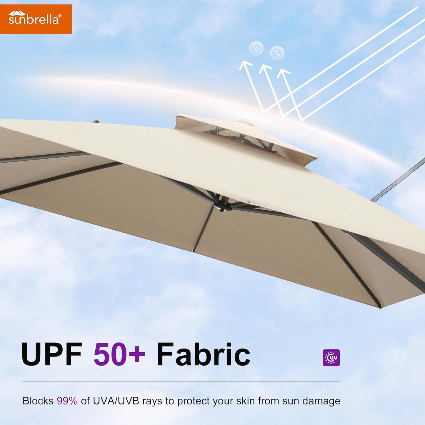 12ft Patio Umbrella with Base Large Outdoor Square Umbrella