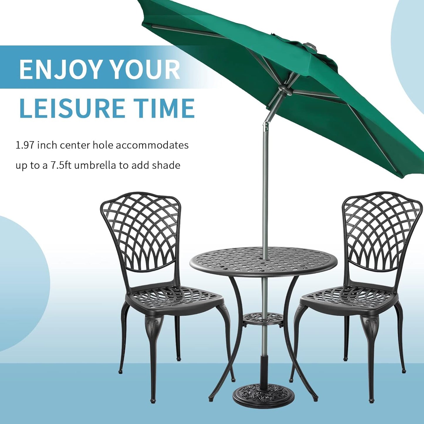 Patio Bistro Set 3 Piece Outdoor Cast Aluminum Outdoor Bistro Table
