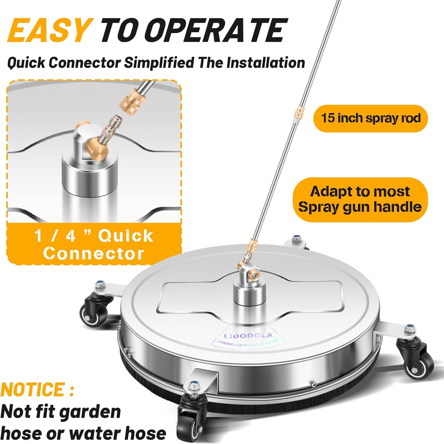 14" Pressure Washer Surface Cleaner with 4 Wheels