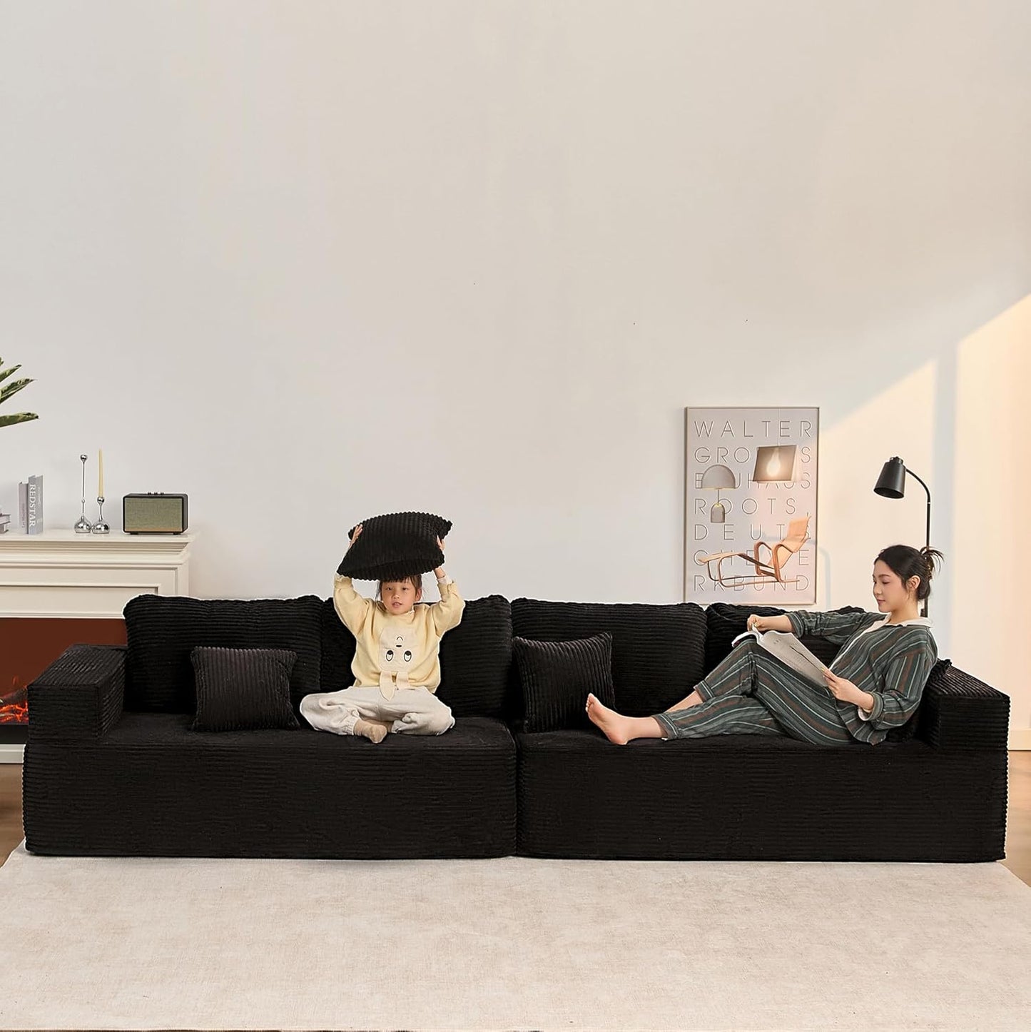 107" Boneless Couch with Deep Seat Cloud Sectional Couch for Living Room