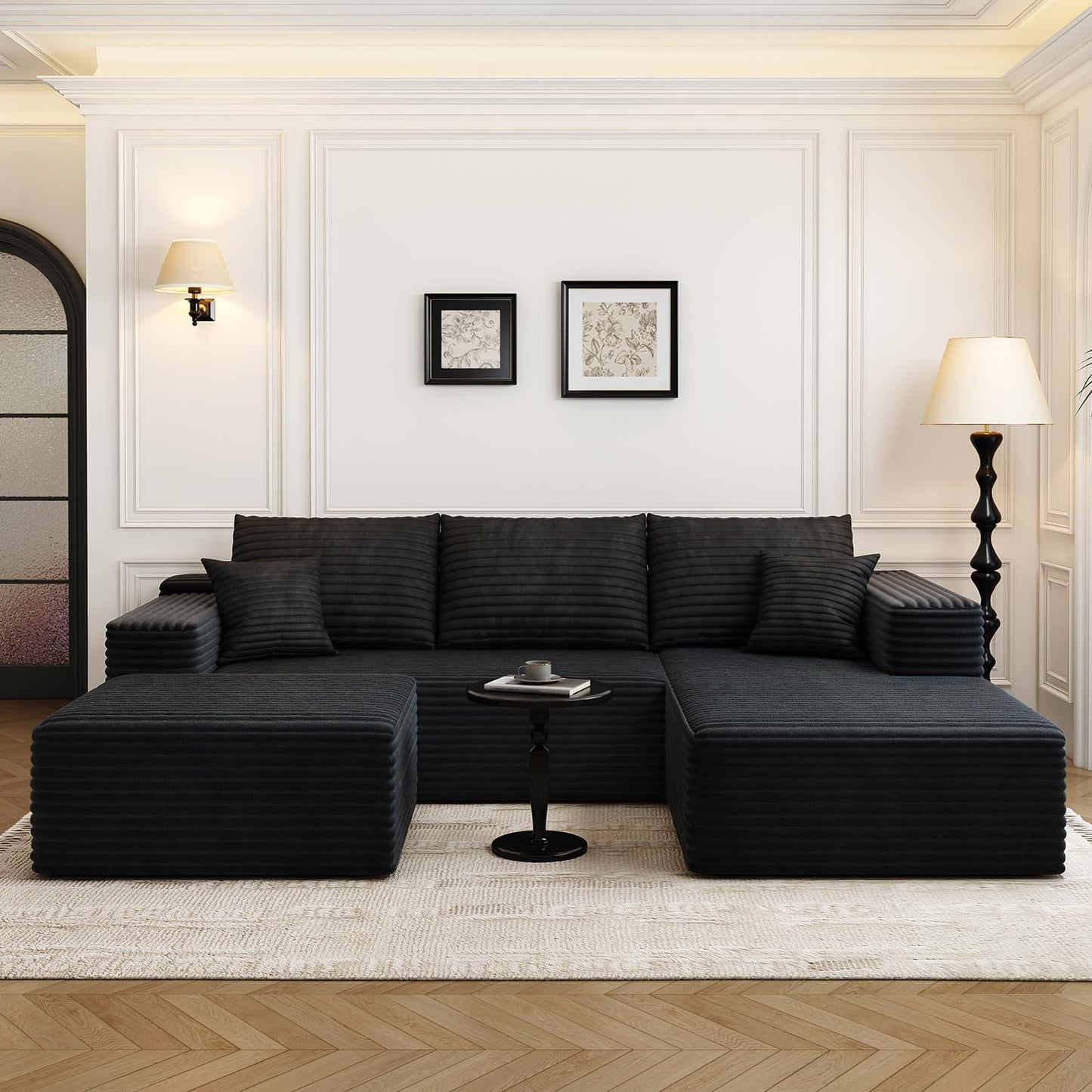 107.5" Cloud Modular Sectional Sofa with 1 Ottoman