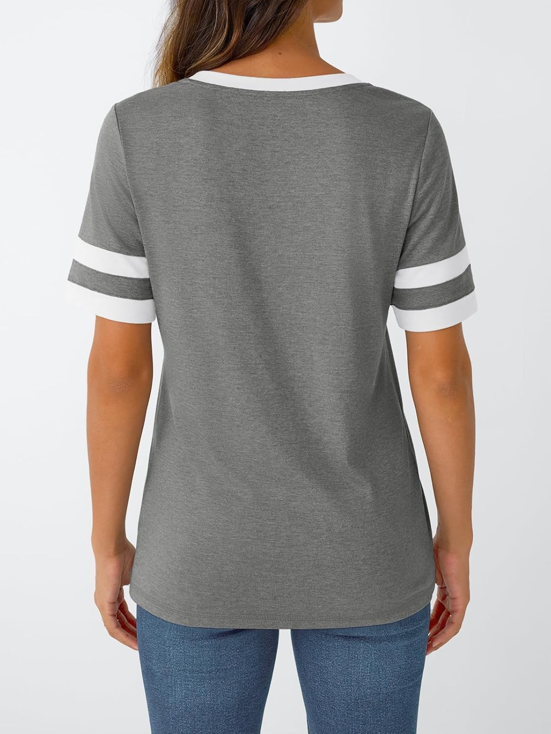 Women's Short Sleeve V Neck T Shirts Trendy Casual Spring Tops