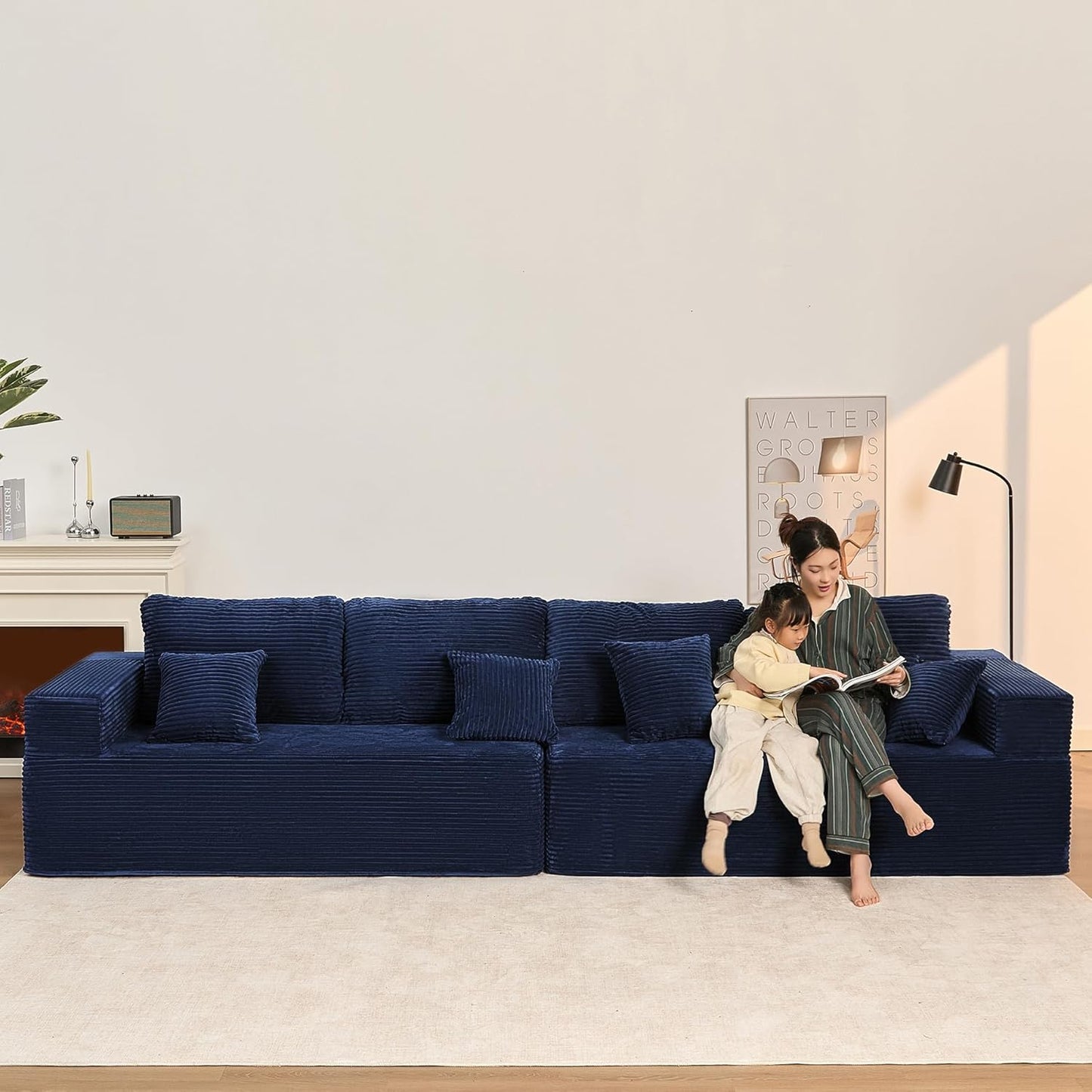 107" Boneless Couch with Deep Seat Cloud Sectional Couch for Living Room