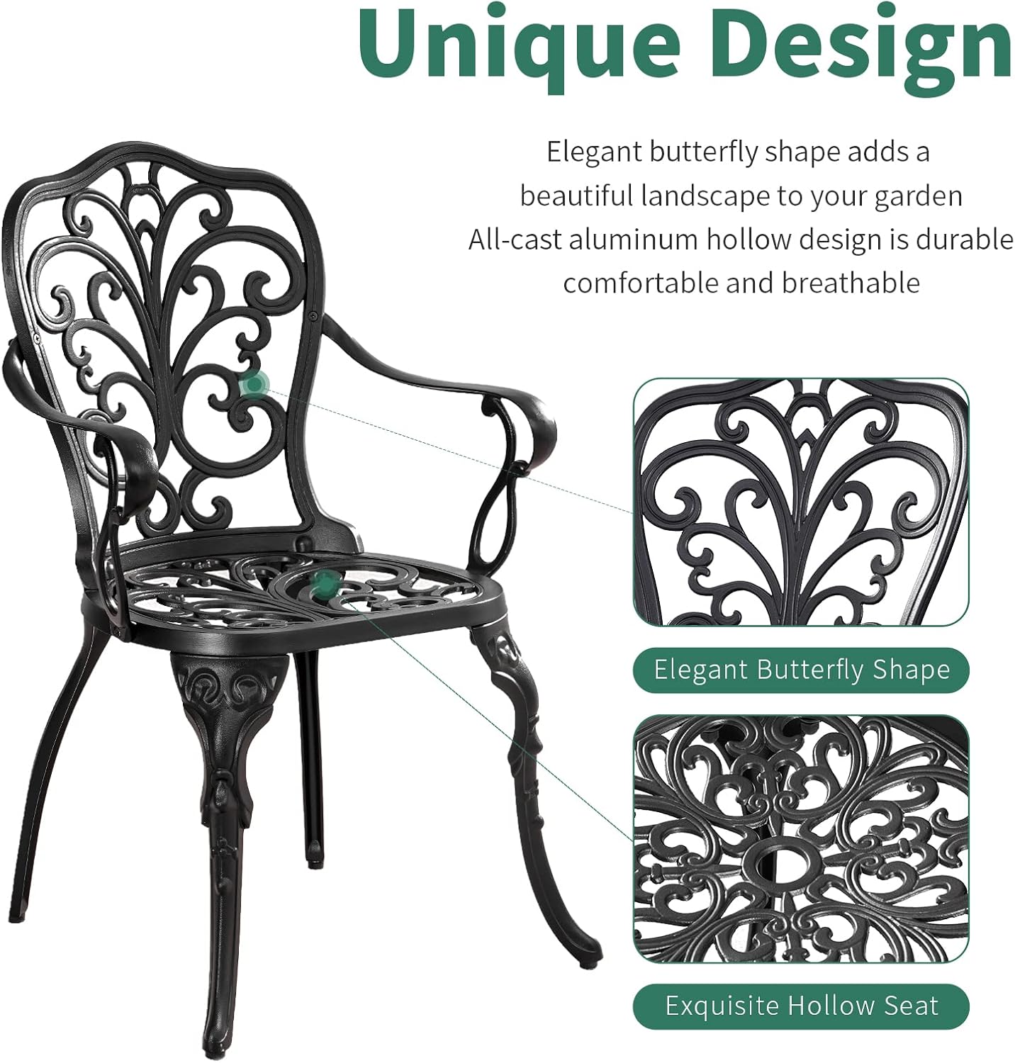 Patio Bistro Set 3 Piece Outdoor Cast Aluminum Outdoor Bistro Table