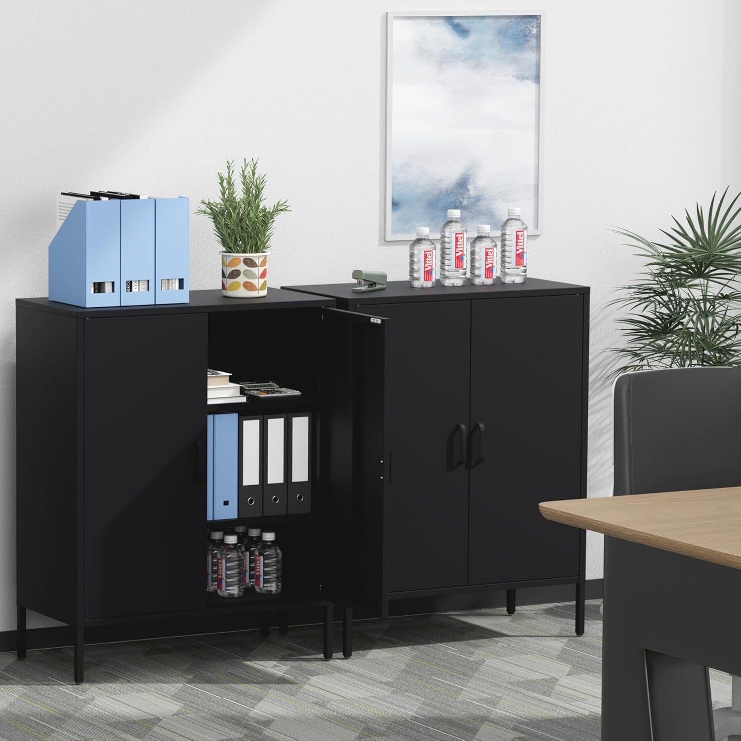 2 Door Storage Sideboard Metal Storage Cabinet with 2 Adjustable Shelf