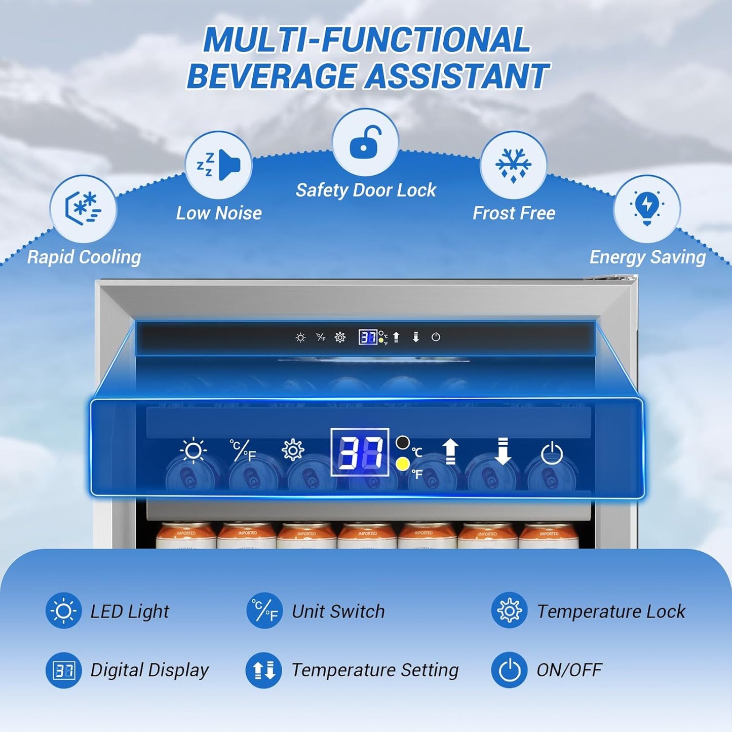 24 Inch Beverage Refrigerator Outdoor Under Counter Beverage Cooler for Patio