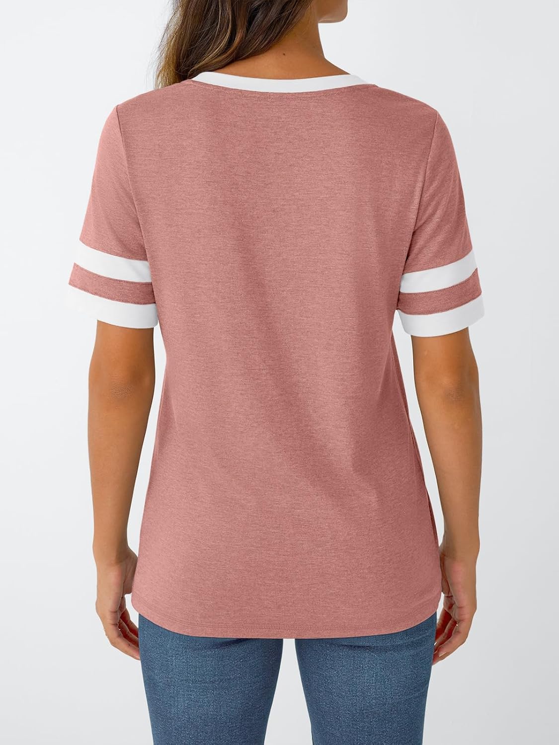 Women's Short Sleeve V Neck T Shirts Trendy Casual Spring Tops