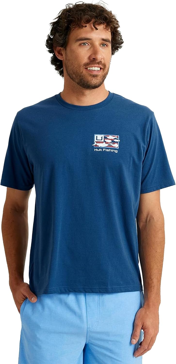 Men Fishing Graphic Tee Performance Short Sleeve Quick-Dry