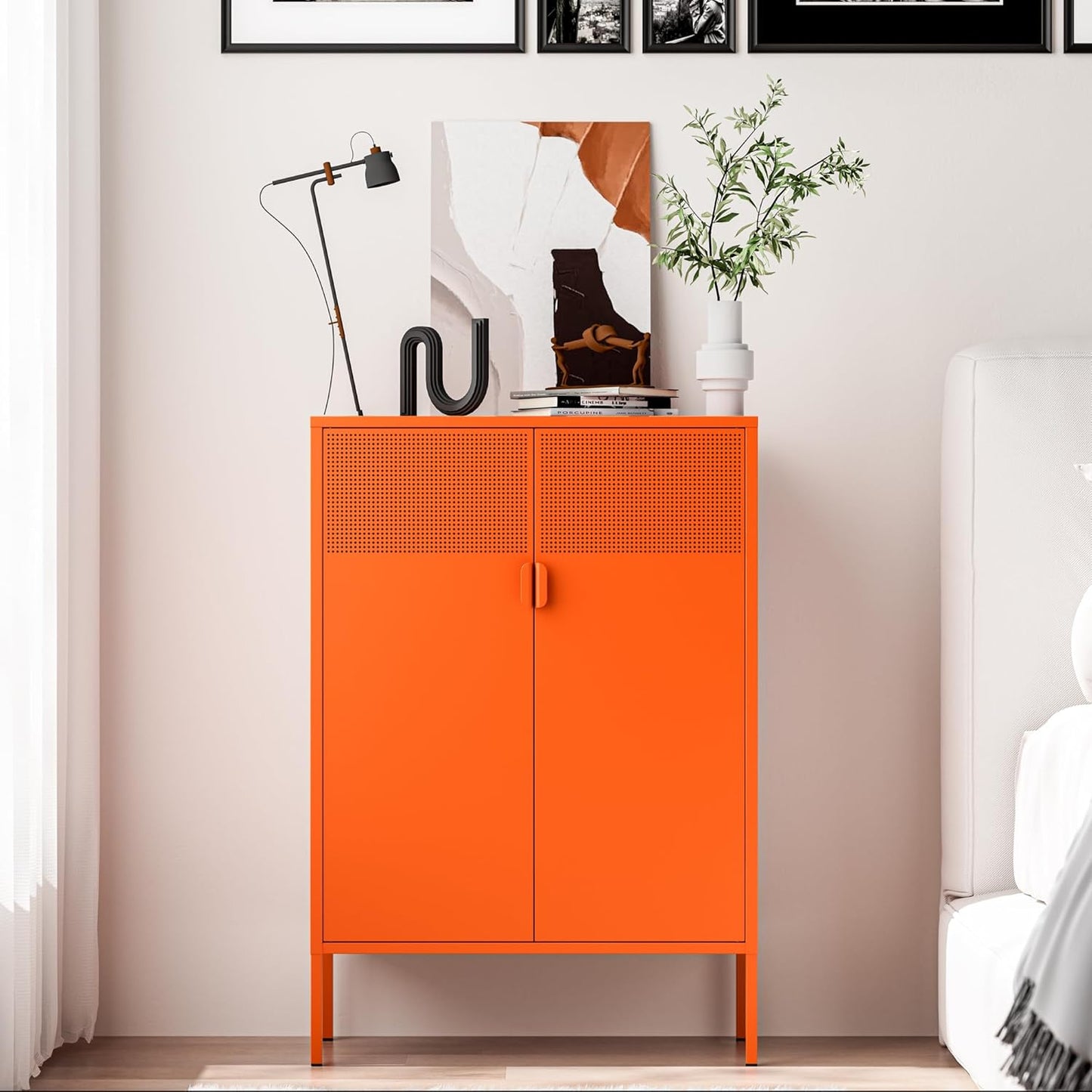 2 Door Storage Sideboard Metal Storage Cabinet with 2 Adjustable Shelf