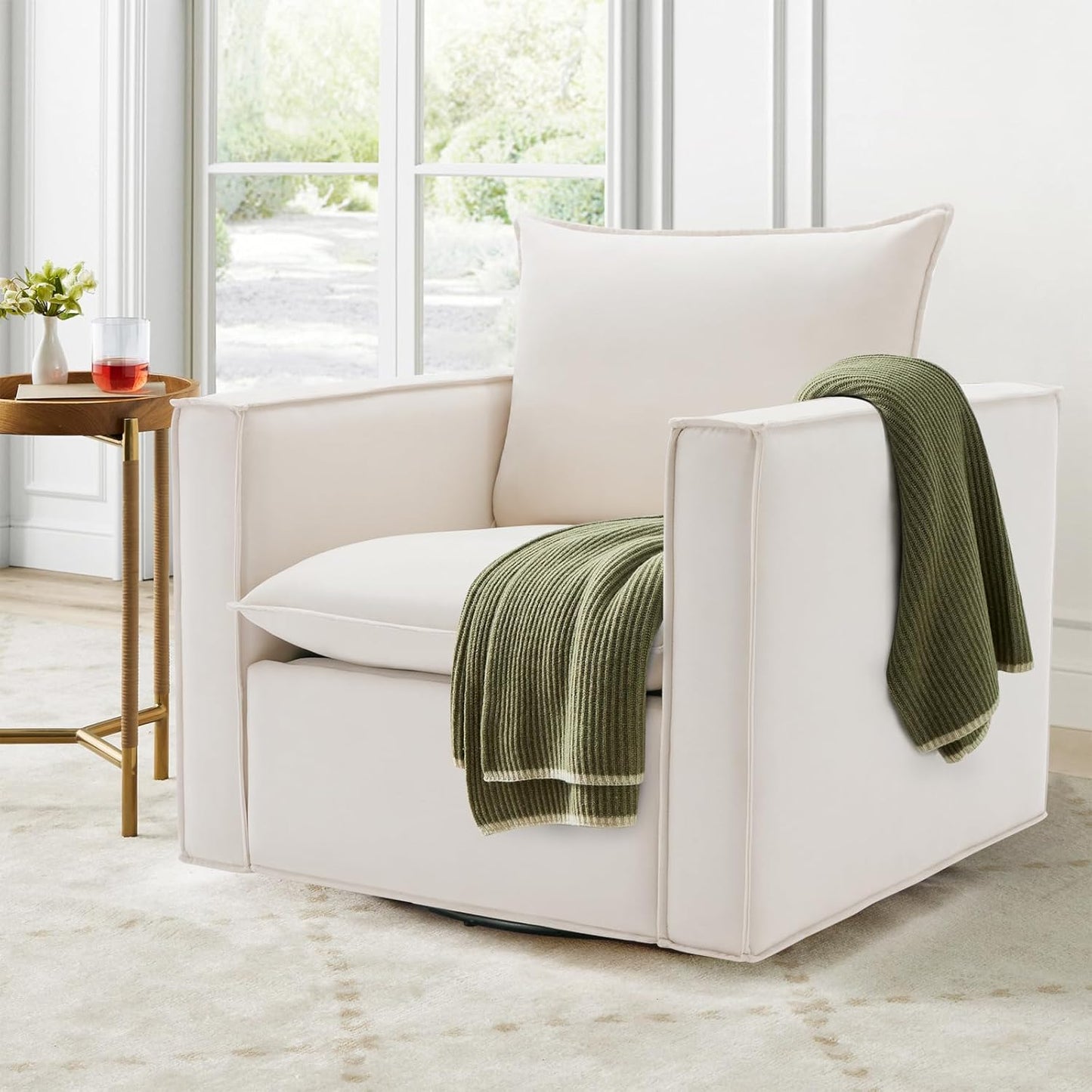 COLAMY Swivel Accent Chair Set 34 Inches Wide Upholstered Arm Chair