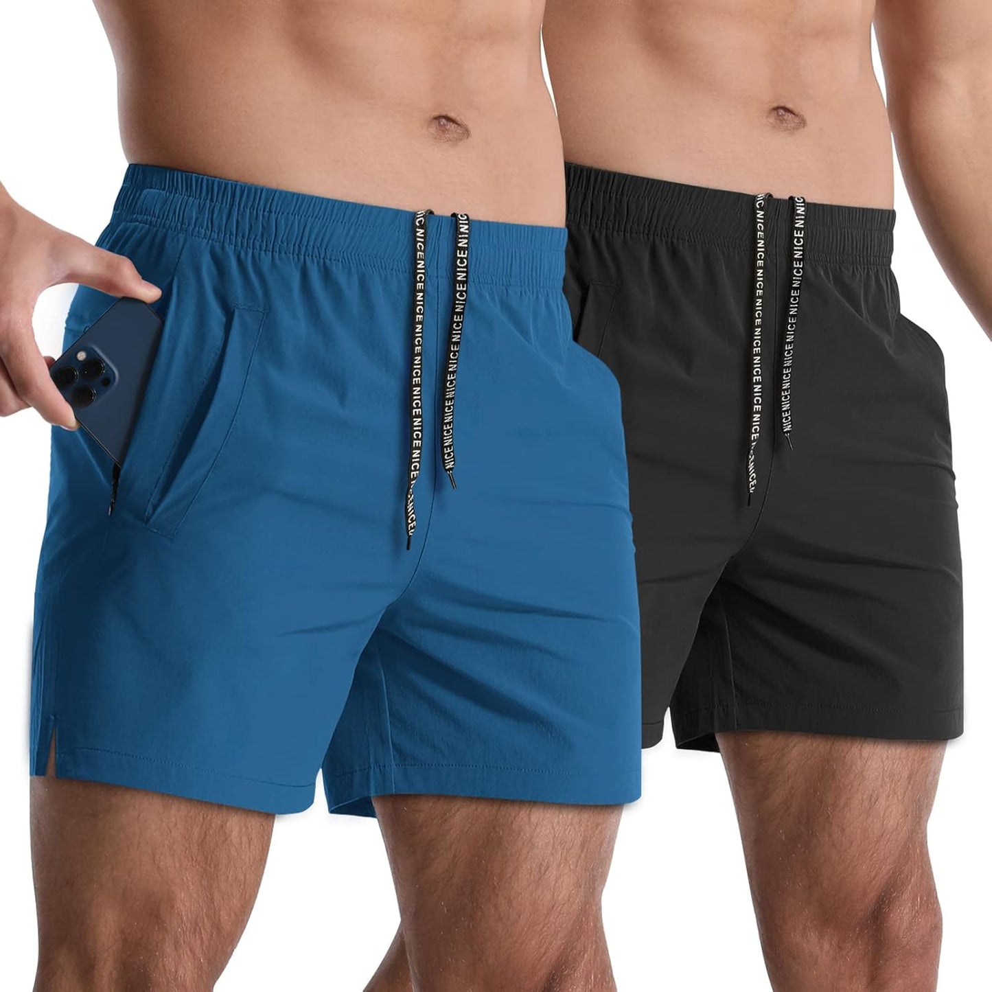 2 Pack Mens Athletic Shorts 5 Inch Quick Dry Gym Workout Shorts Men Lightweight Sports Running Shorts with Pockets