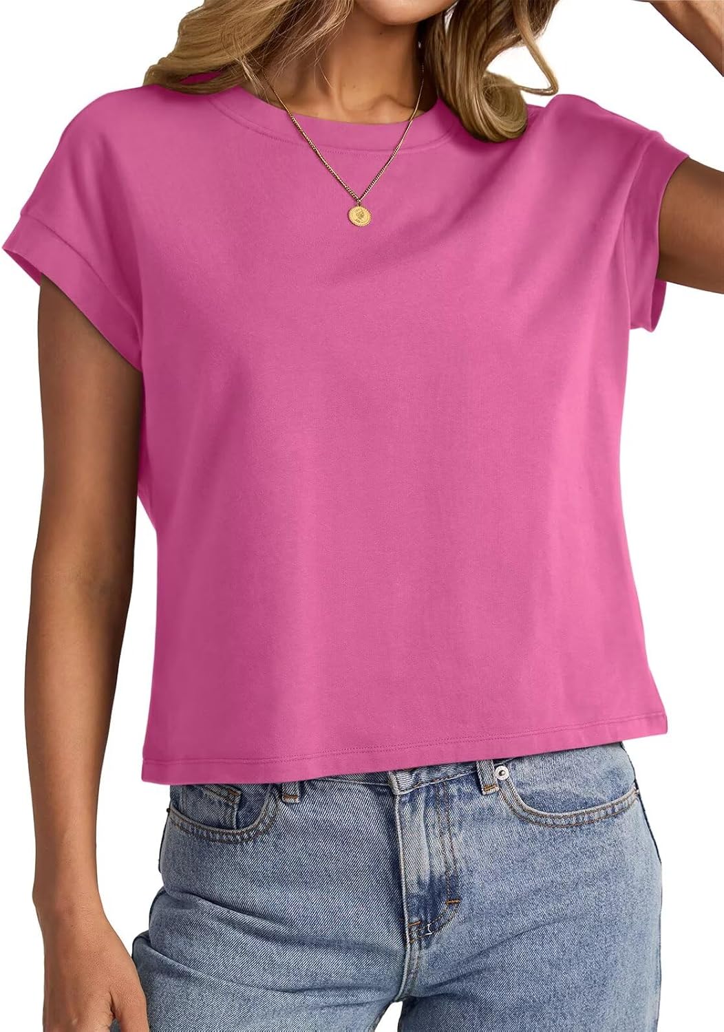 Womens Cap Sleeve Crop Tops Cotton T Shirts